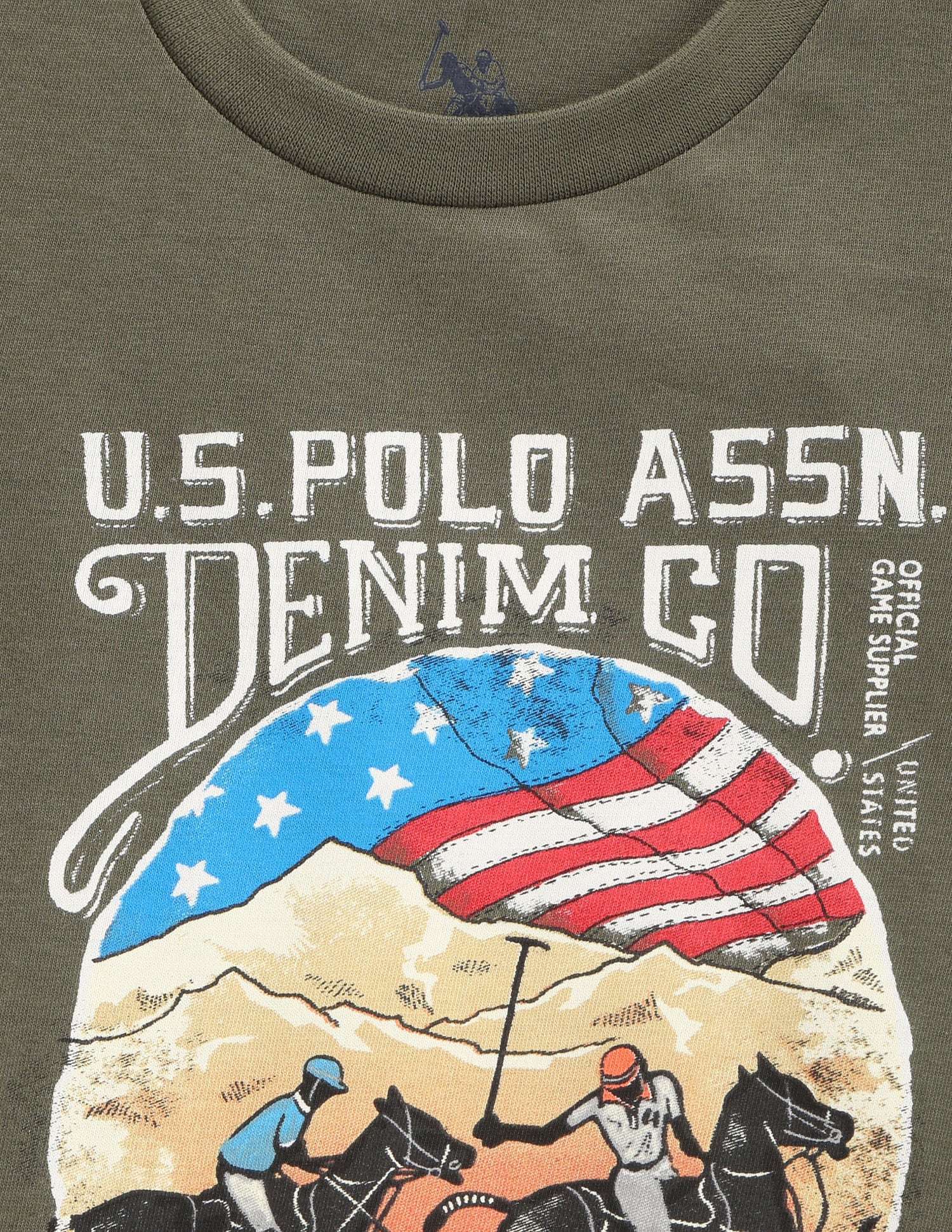 Boys Crew Neck Brand Print T-Shirt Green - U.S. POLO ASSN. | Large