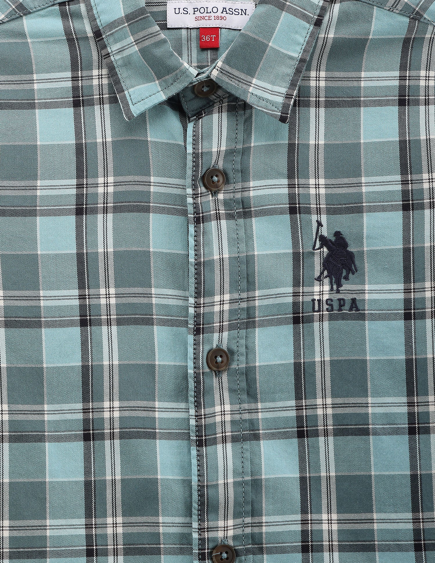 Boys Plaid Check Twill Shirt Light Blue - U.S. POLO ASSN. | Large