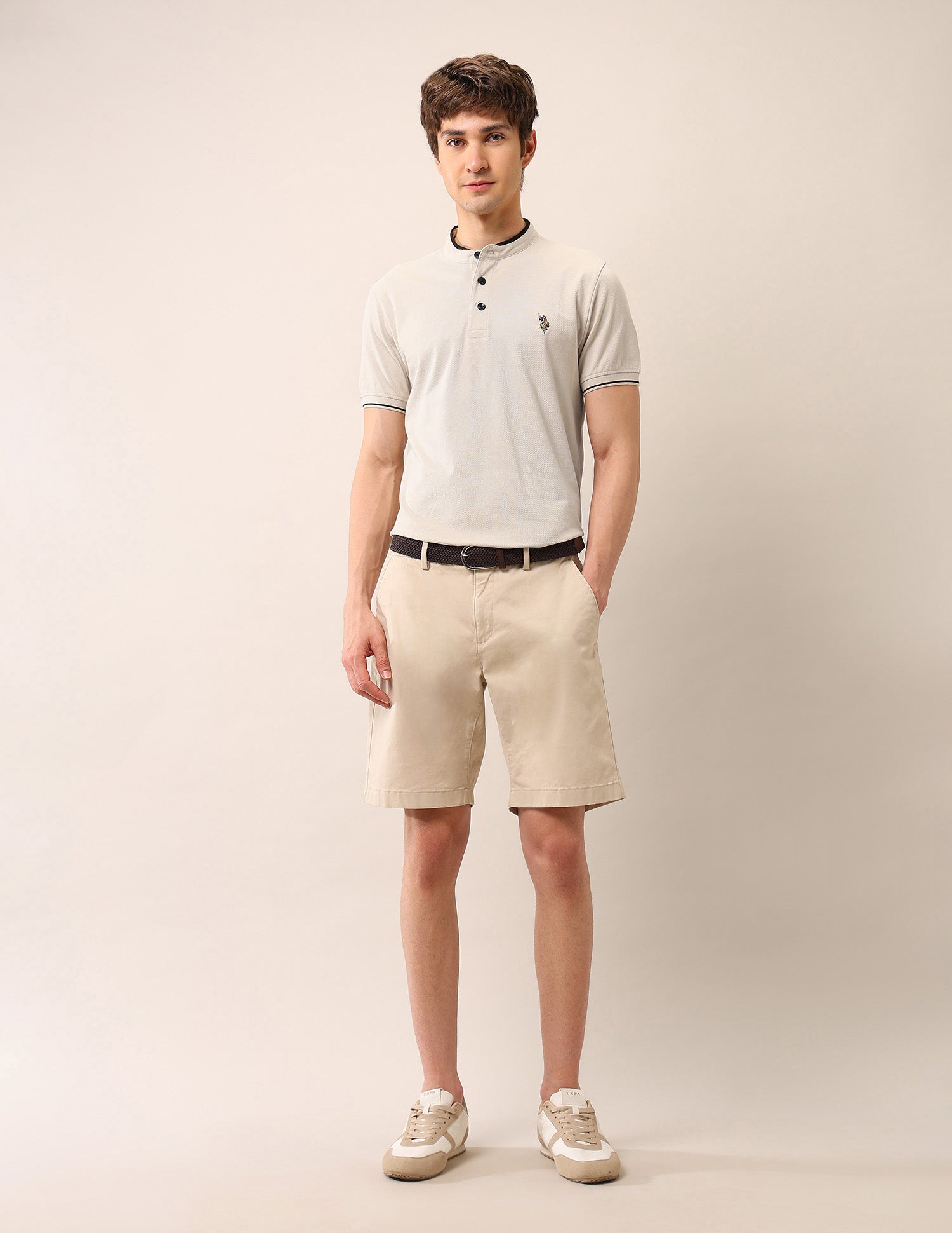 Muscle Fit Pure Cotton Polo Shirt Beige - U.S. Polo Assn. India | Large