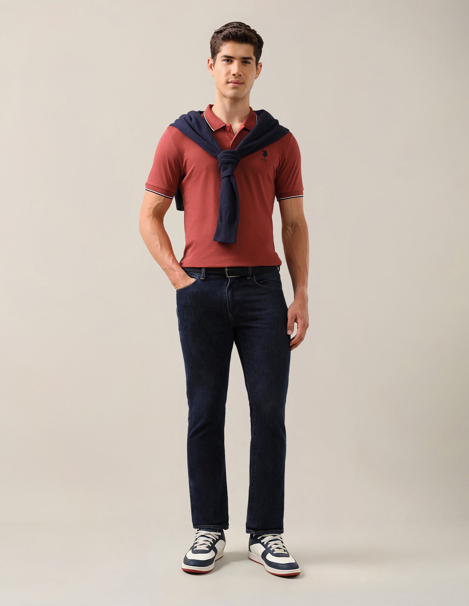 Solid Slim Fit Polo Shirt Rust - U.S. Polo Assn. India | Large