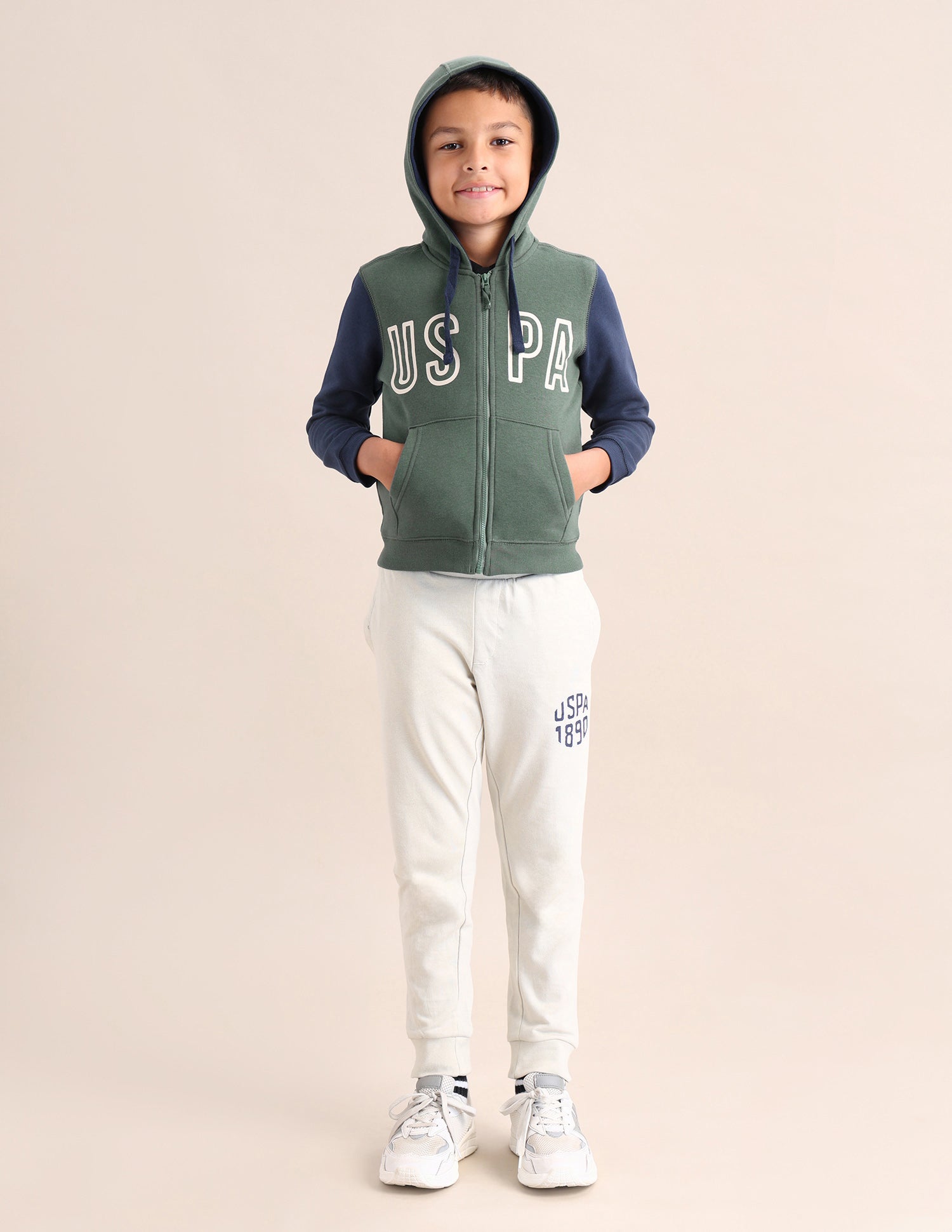 Boys Brand Printed Regular Fit Sweatshirt Light Olive - U.S. POLO ASSN. | Large