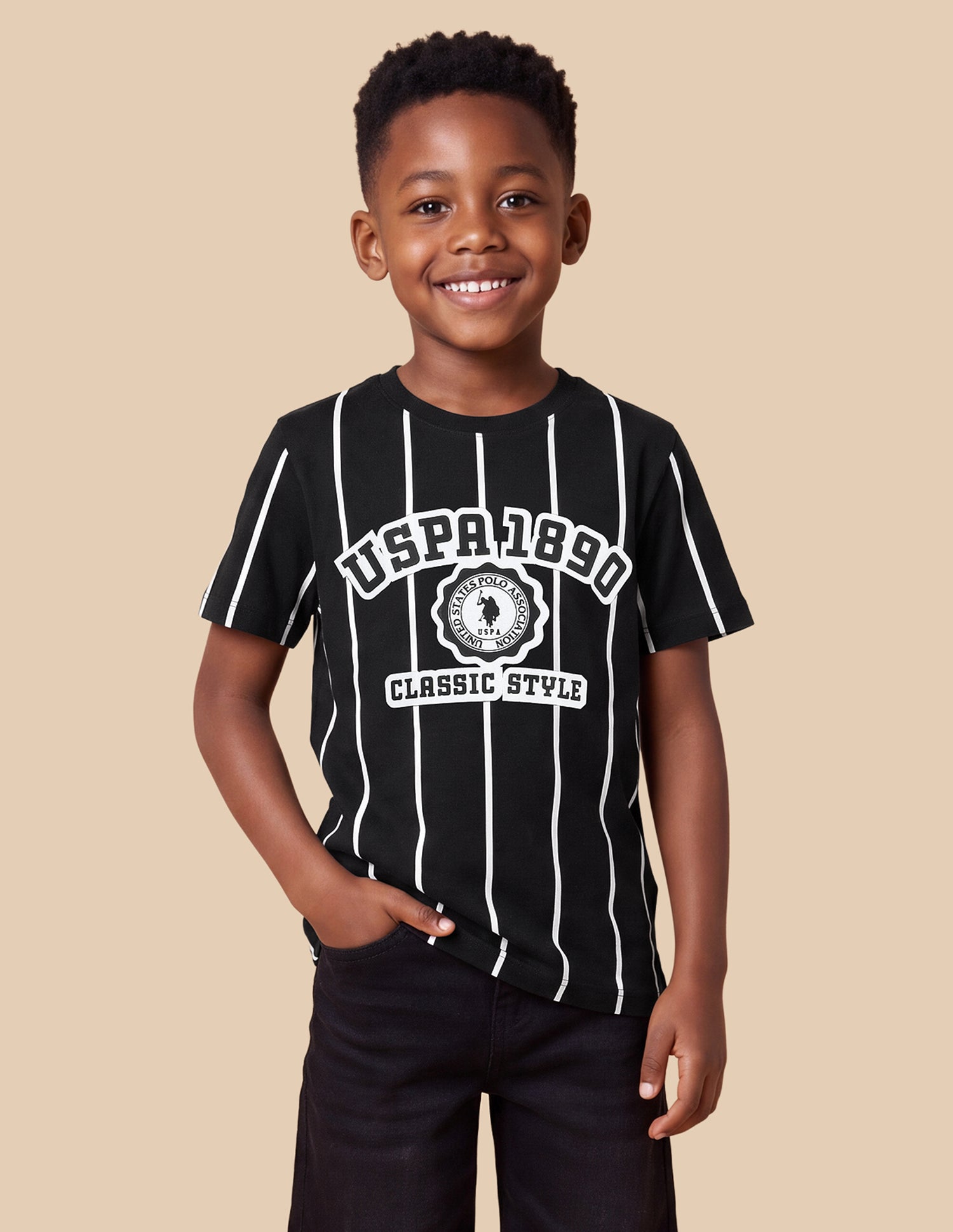 Vertical Striped Regular Fit T-Shirt Black - U.S. Polo Assn. India | Large