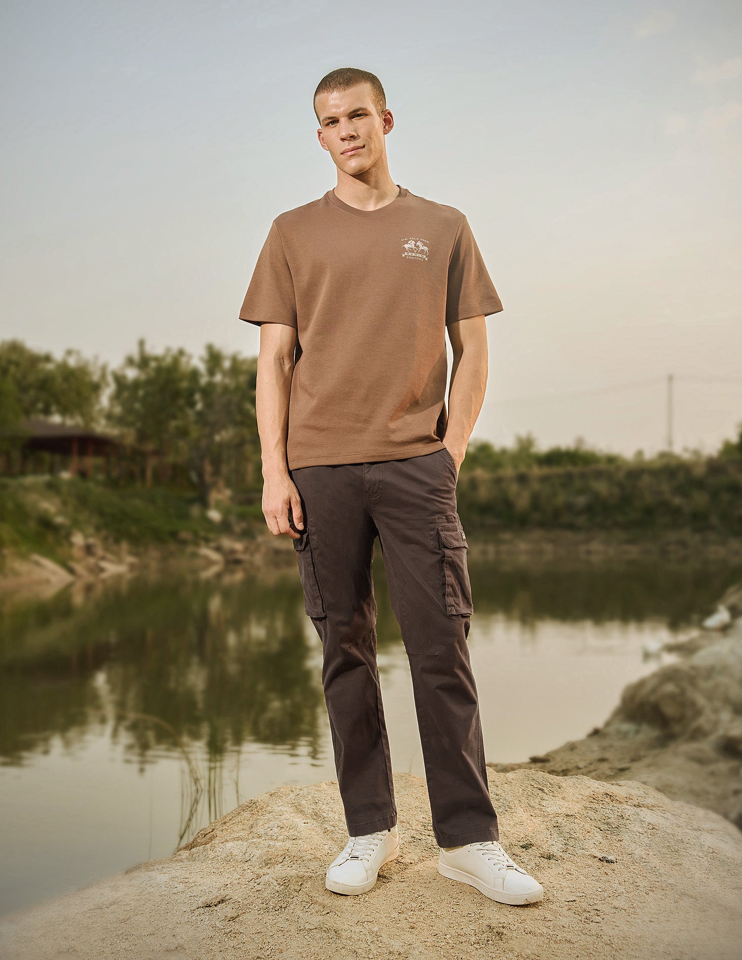 Straight Fit Cargo Trousers Choco Brown - U.S. Polo Assn. India | Large