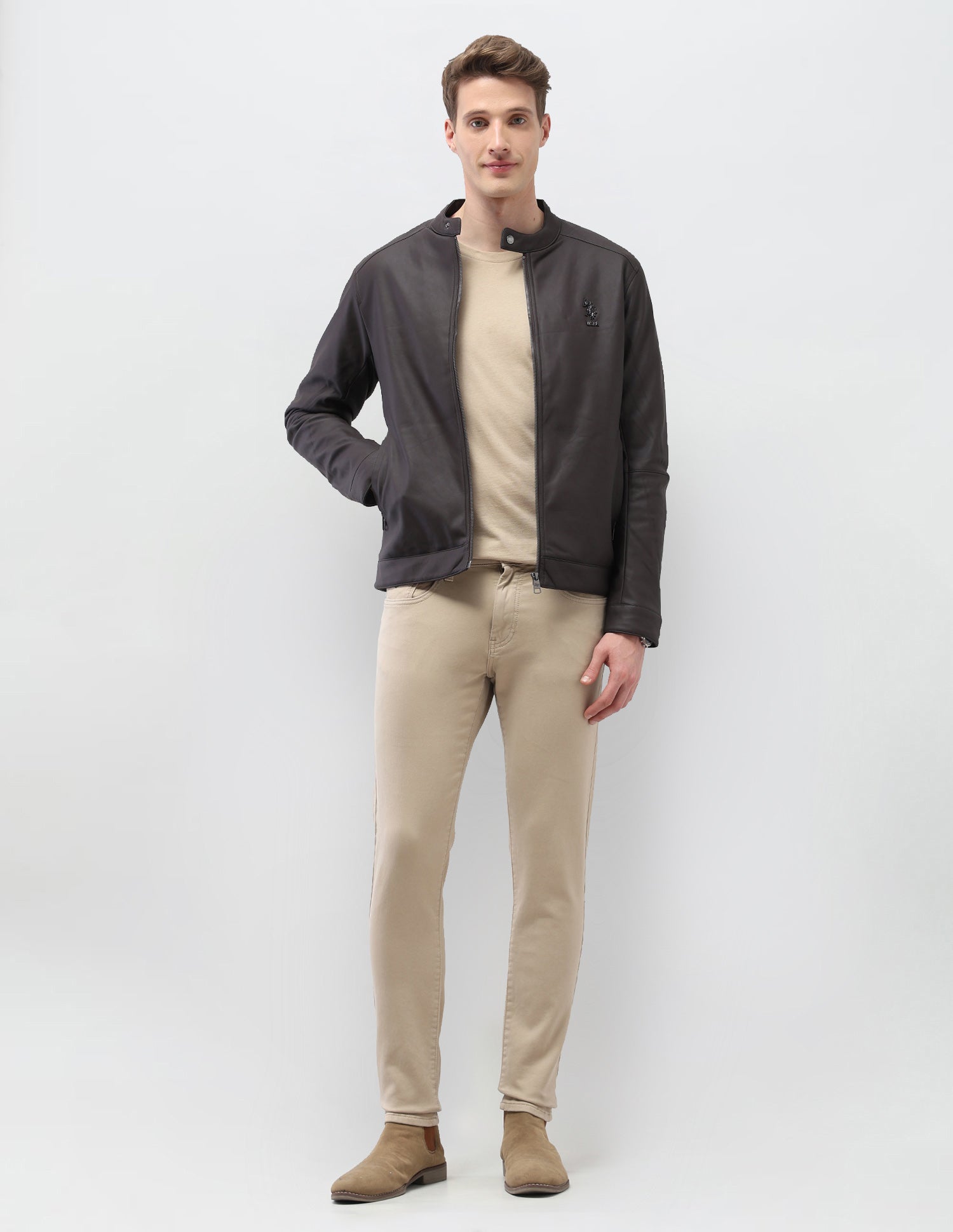 Solid Regular Fit Jacket Dark Grey - U.S. Polo Assn. India | Large