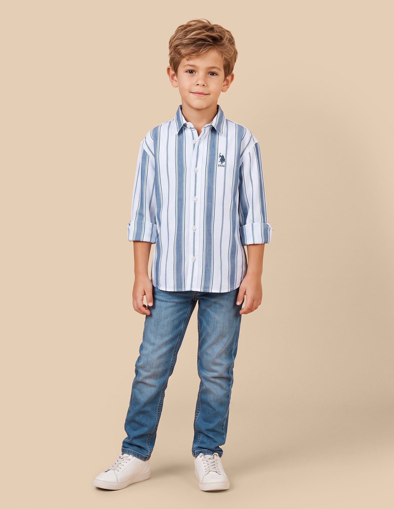 Vertical Striped Regular Fit Shirt Blue - U.S. Polo Assn. India | Large