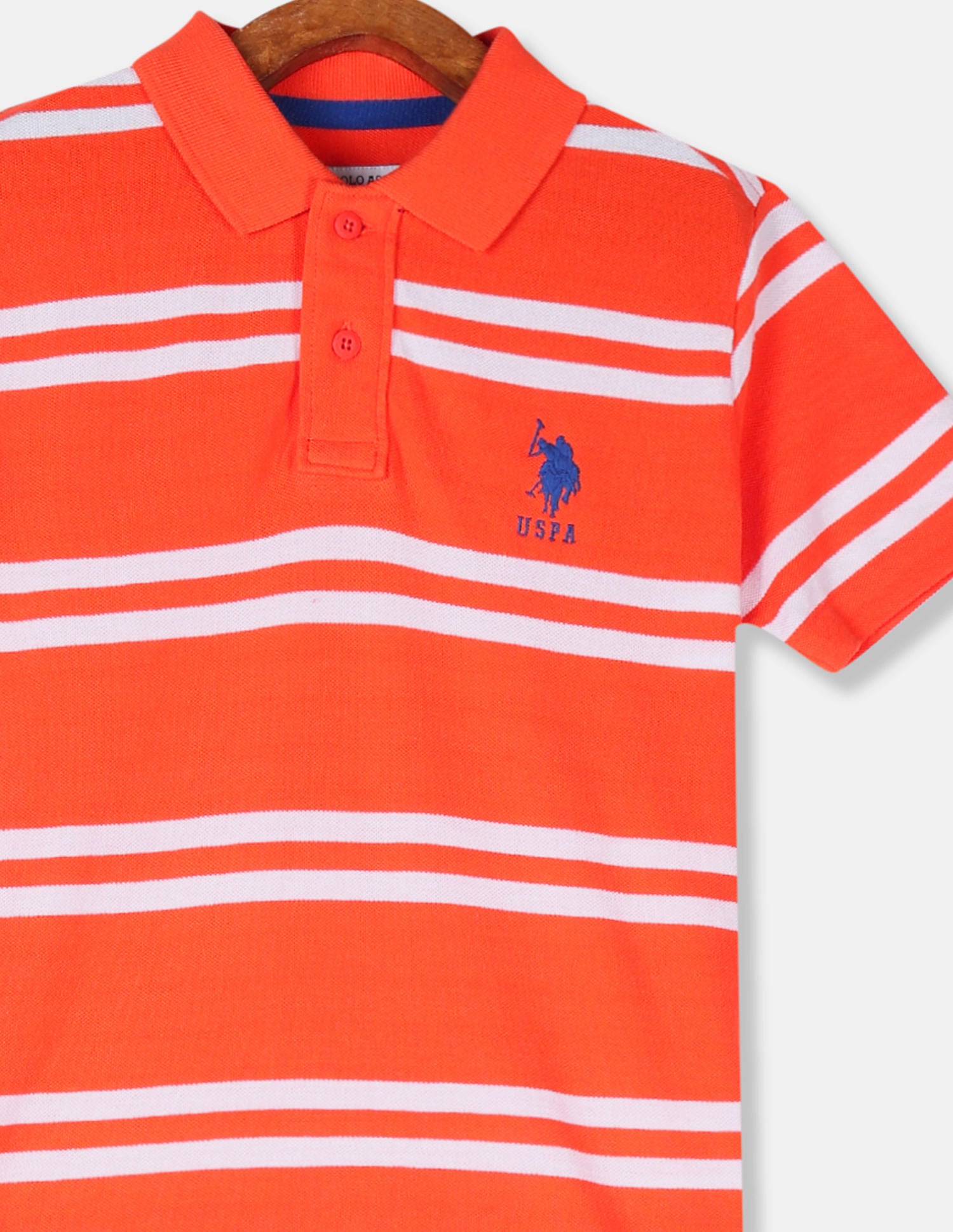 Boys Orange Striped Pique Polo Shirt Orange - U.S. Polo Assn. India | Large