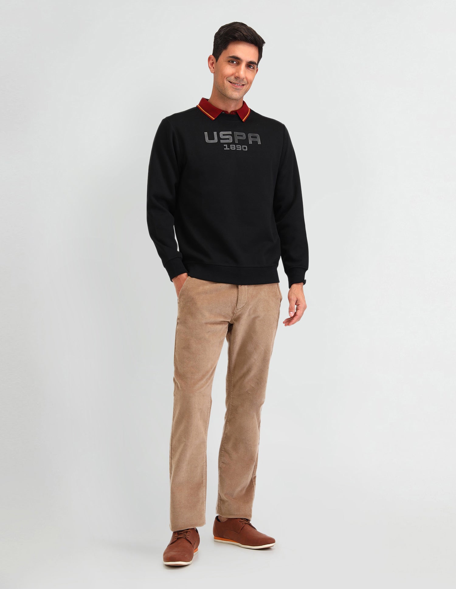 Graphic Printed Regular Fit Sweatshirt Black - U.S. Polo Assn. India | Large