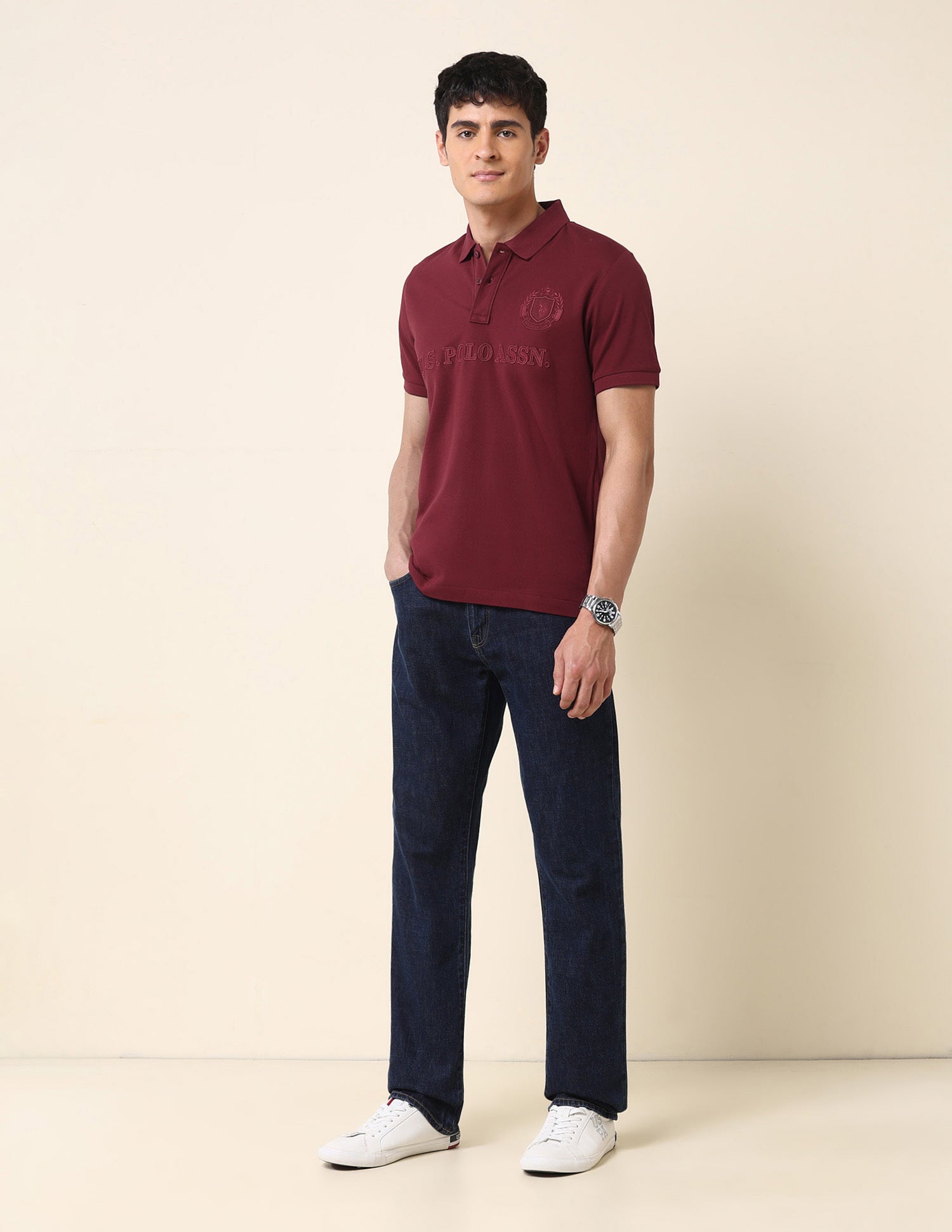 Brand Embroidered Classic Polo Shirt Maroon - U.S. Polo Assn. India | Large
