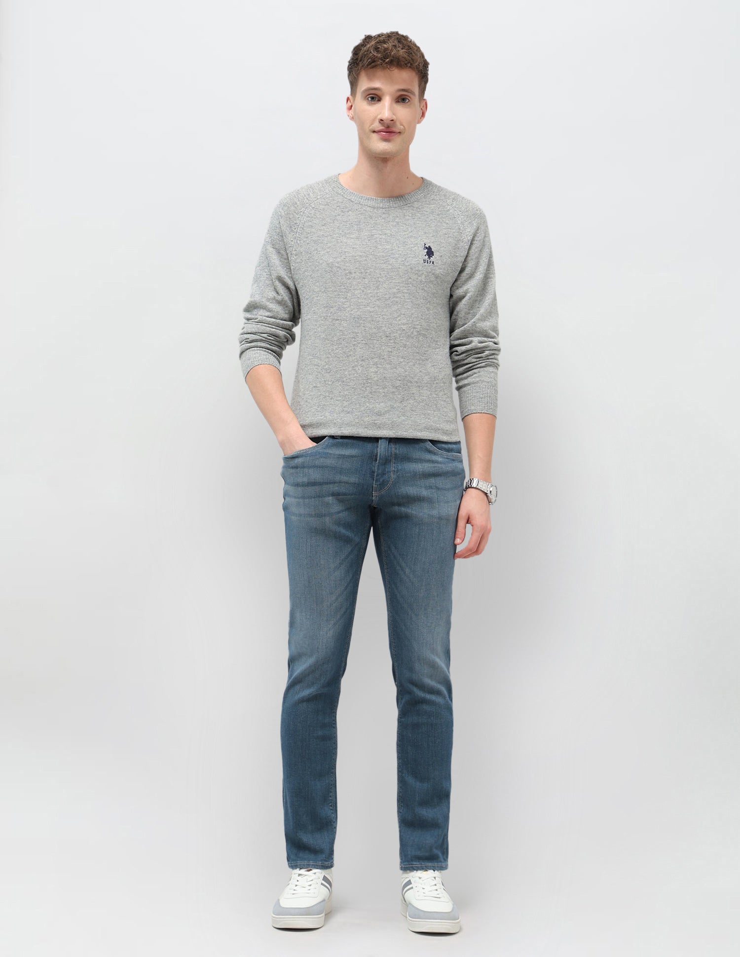 Brandon Slim Tapered Fit Blue Jeans Blue - U.S. POLO ASSN. | Large