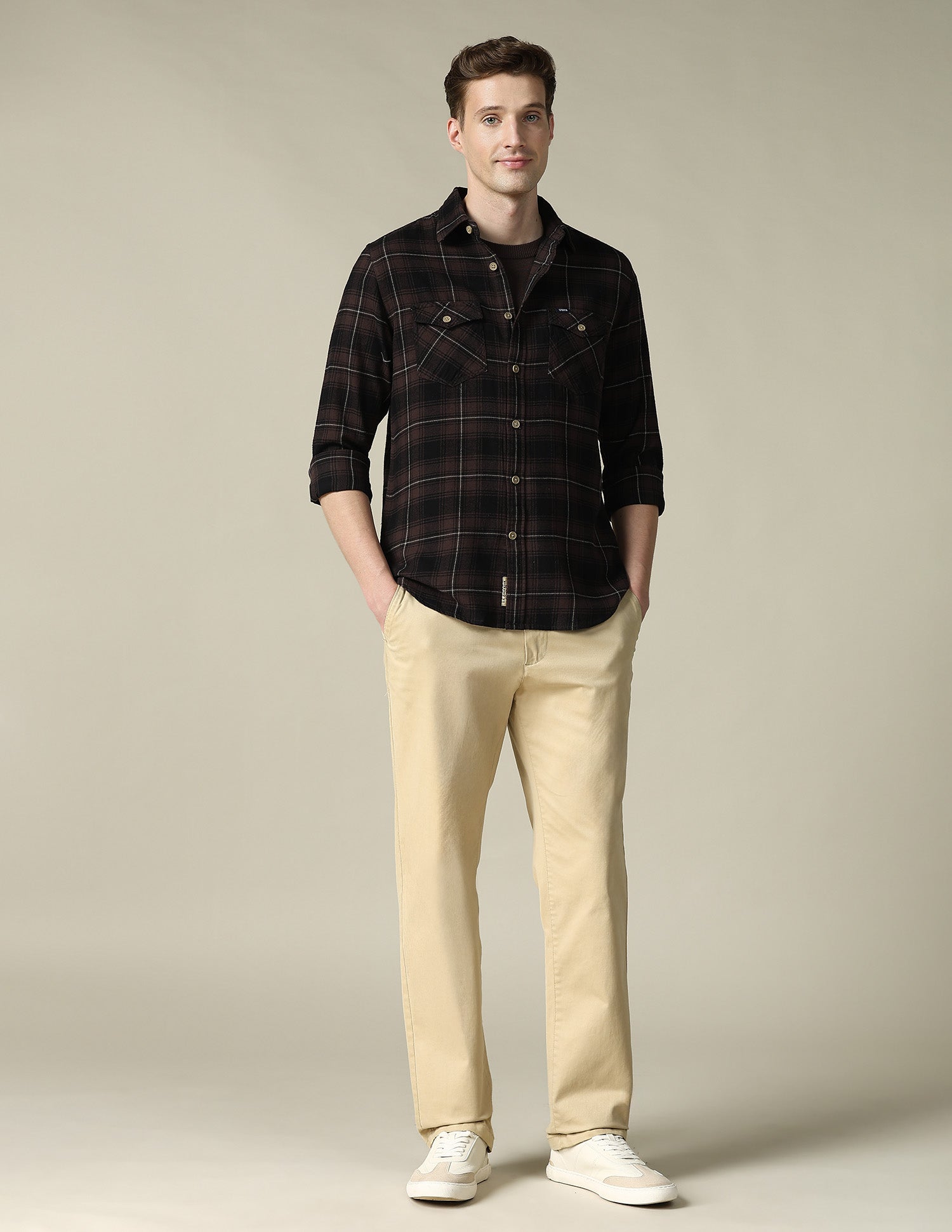 Tartan Checked Regular Fit Shacket Brown - U.S. Polo Assn. India | Large
