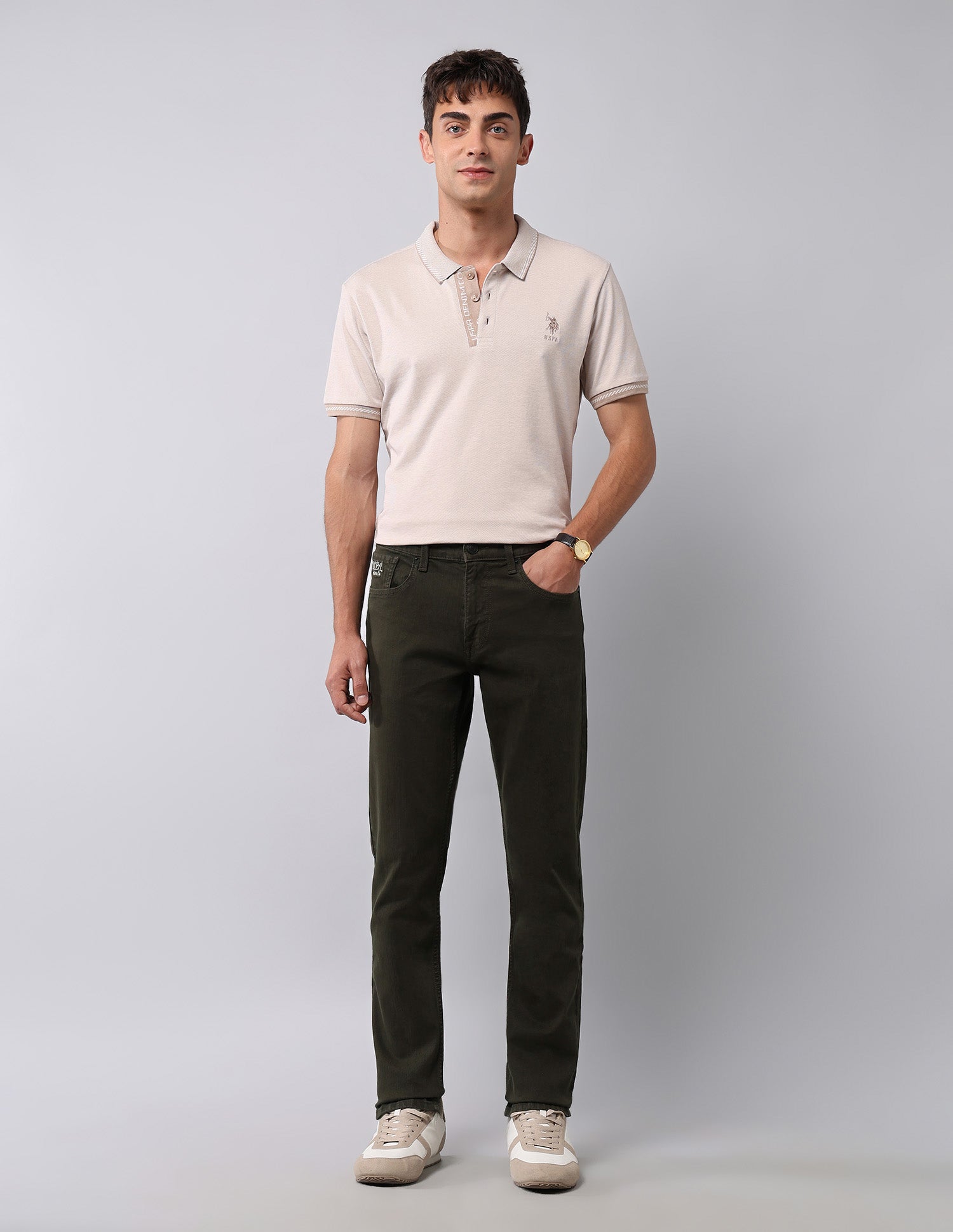 Brandon Slim Tapered Fit Green Jeans Olive - U.S. POLO ASSN. | Large