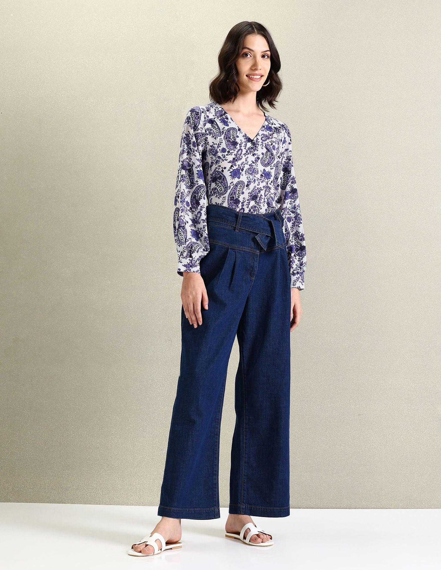 Paisley Print V-Neck Top Blue - U.S. POLO ASSN. | Large