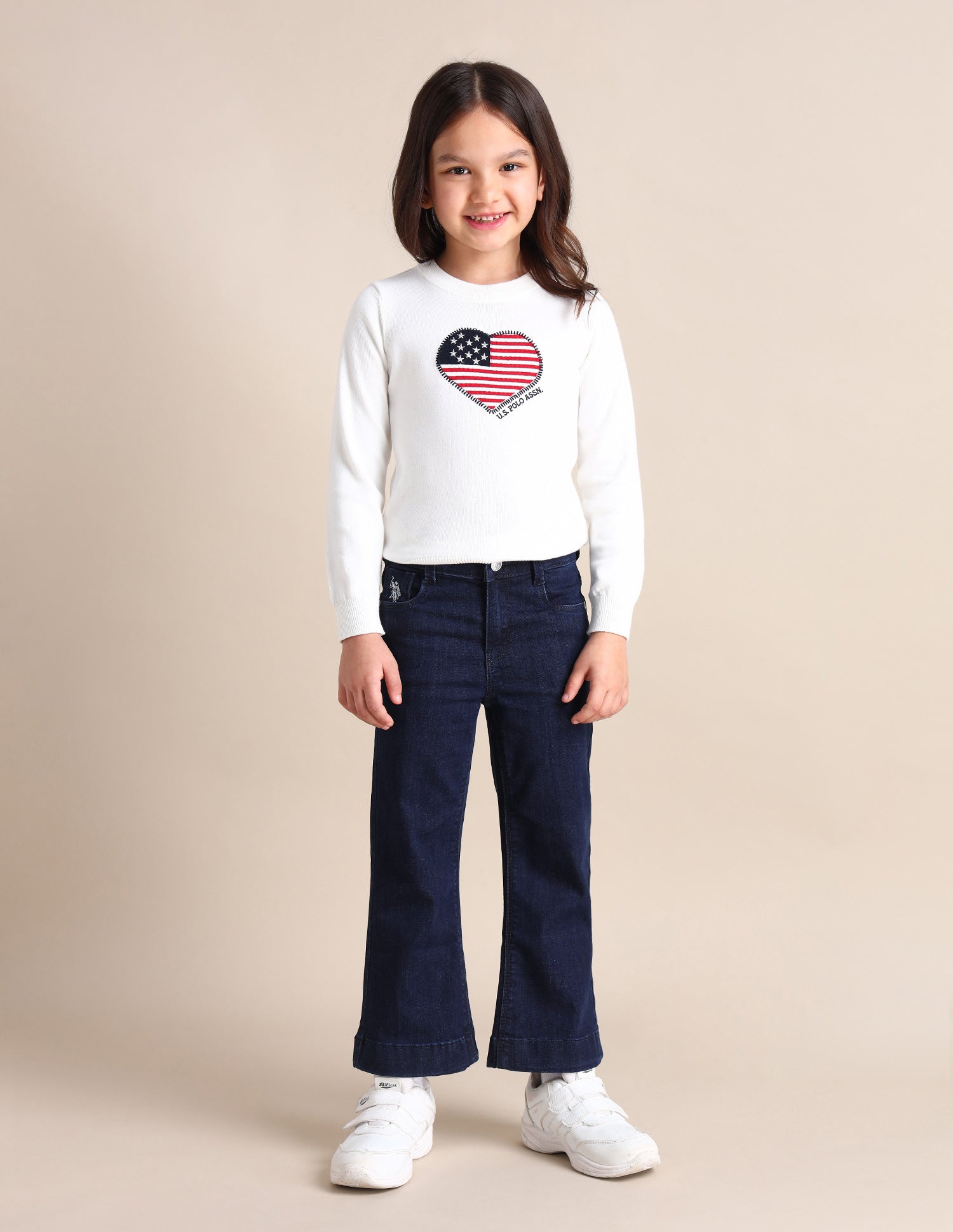 Girls Cotton Bootcut Fit Jeans Blue - U.S. POLO ASSN. | Large