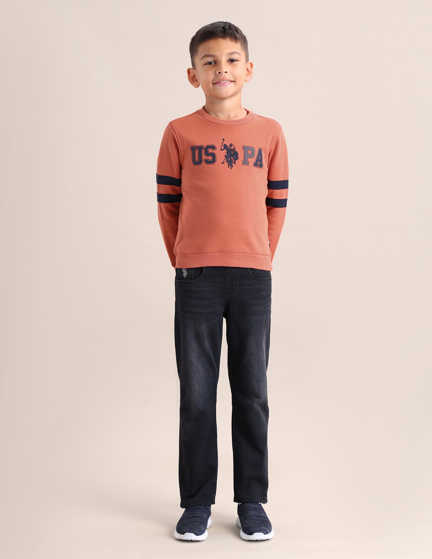 Boys Brand Printed Regular Fit Sweatshirt Orange - U.S. POLO ASSN. | Large
