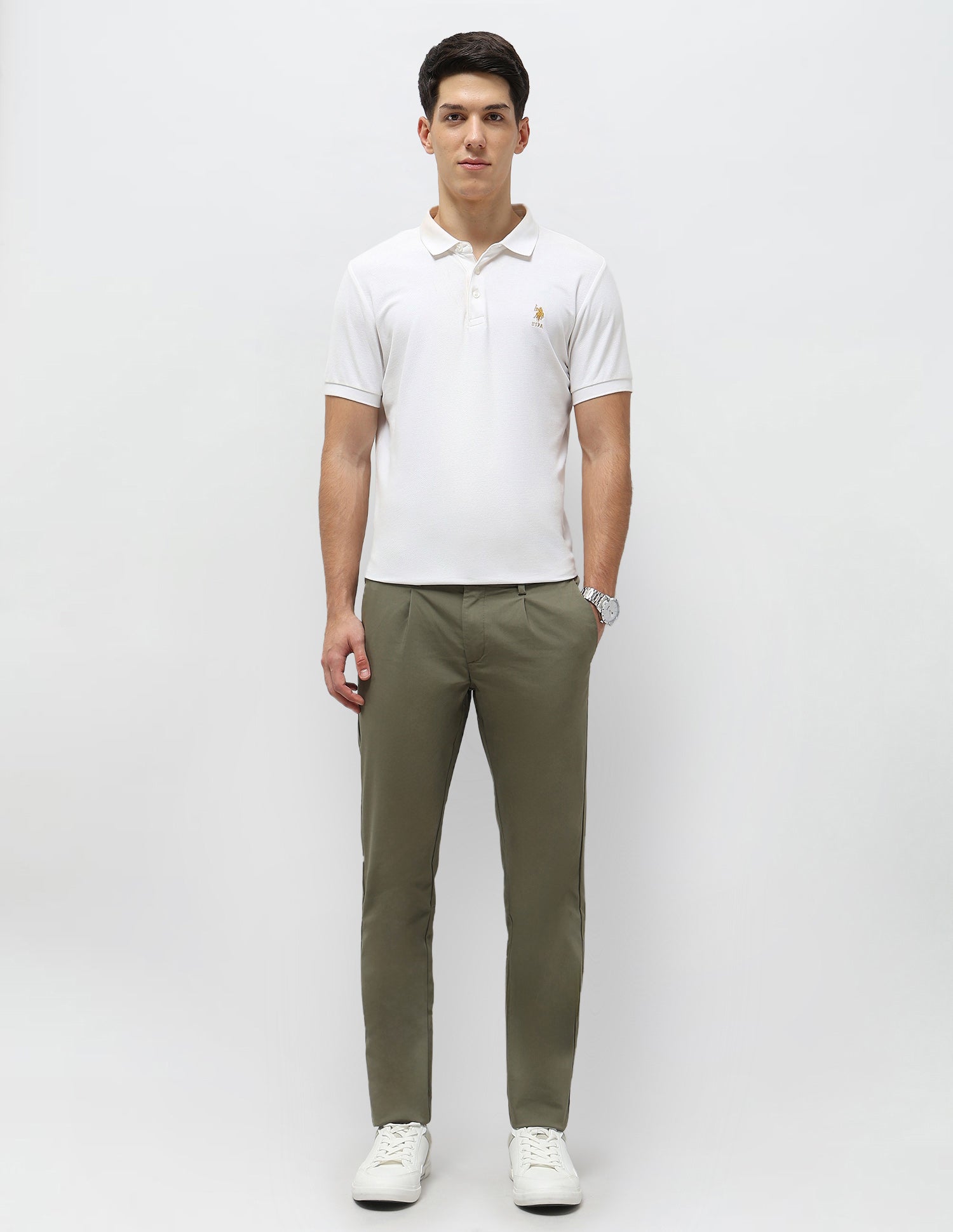 Slim Fit Mid Rise Trousers Olive - U.S. POLO ASSN. | Large
