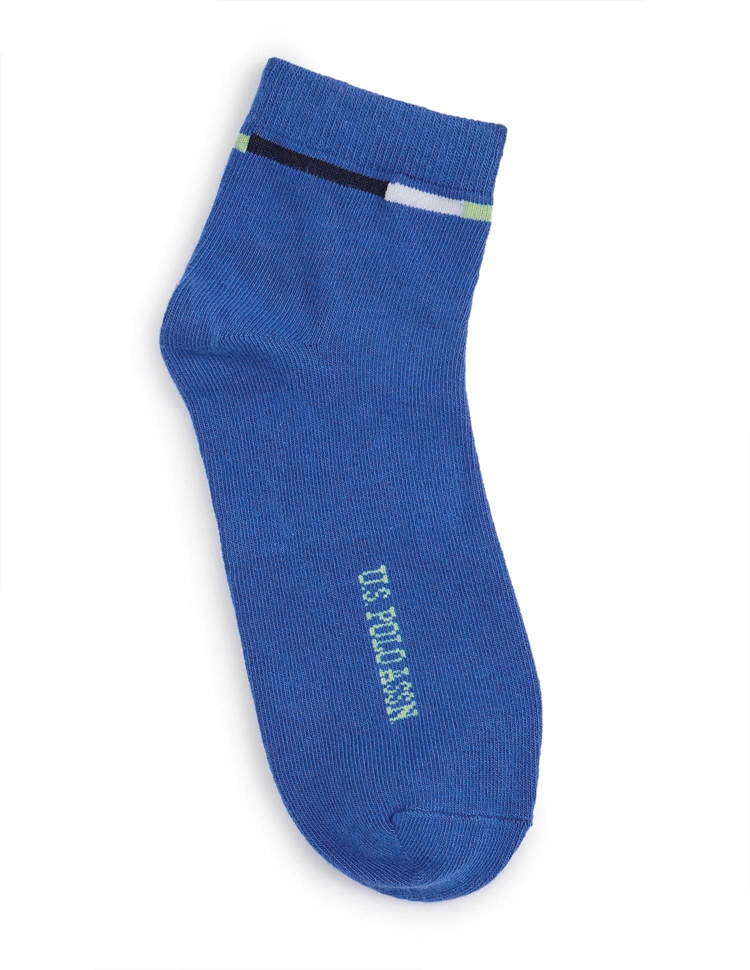 Boys High-Ankle Length KS004 Socks - Pack Of 3 Skydiver/Paprika/Mimosa - U.S. Polo Assn. India | Large