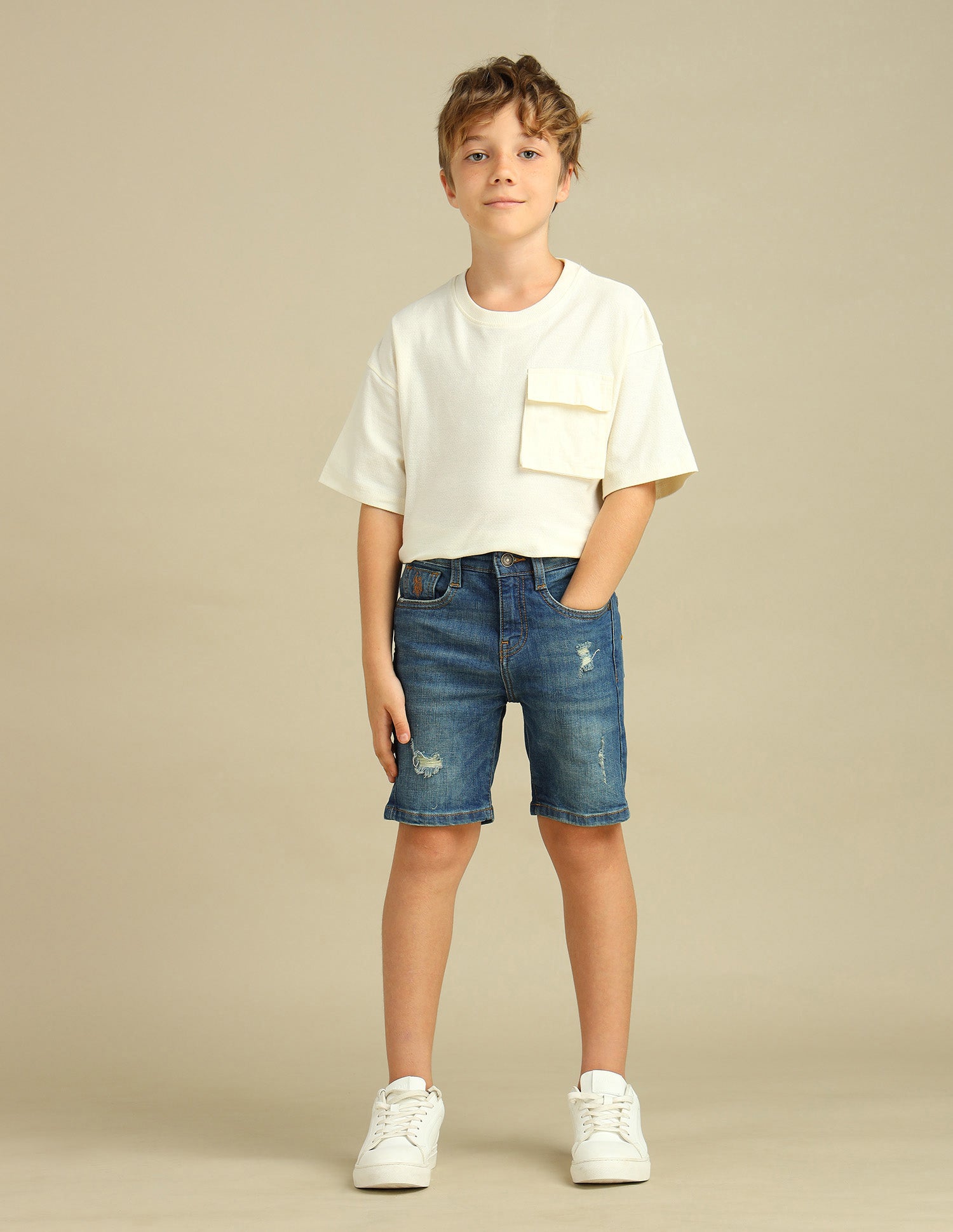 Boys Regular Fit Denim Shorts Light Wash - U.S. POLO ASSN. | Large