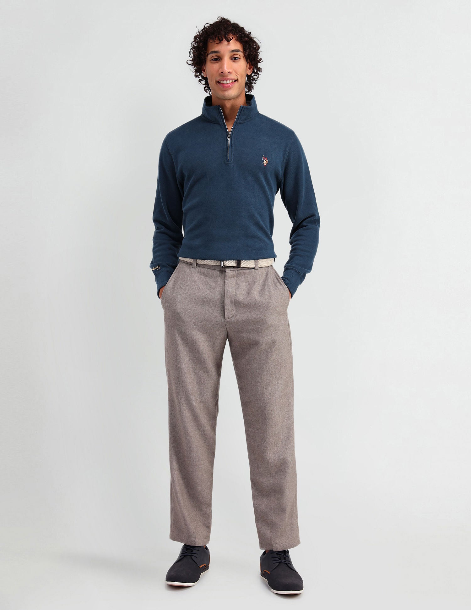 High Neck Regular Fit Sweatshirt Blue Steel - U.S. POLO ASSN. | Large