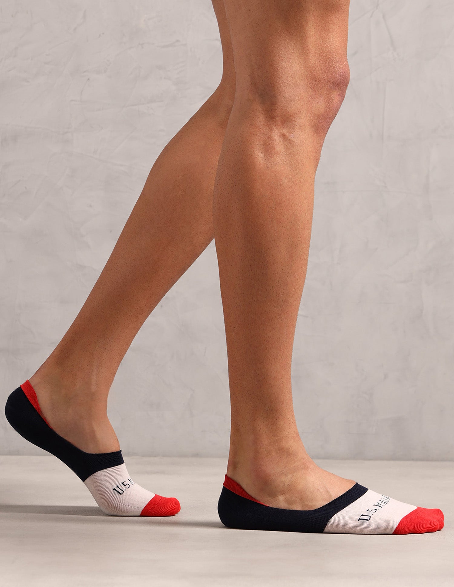 Contrast Patterned Knit ES014 Socks - Pack Of 3 Navy, Black, Navy - U.S. POLO ASSN. | Large