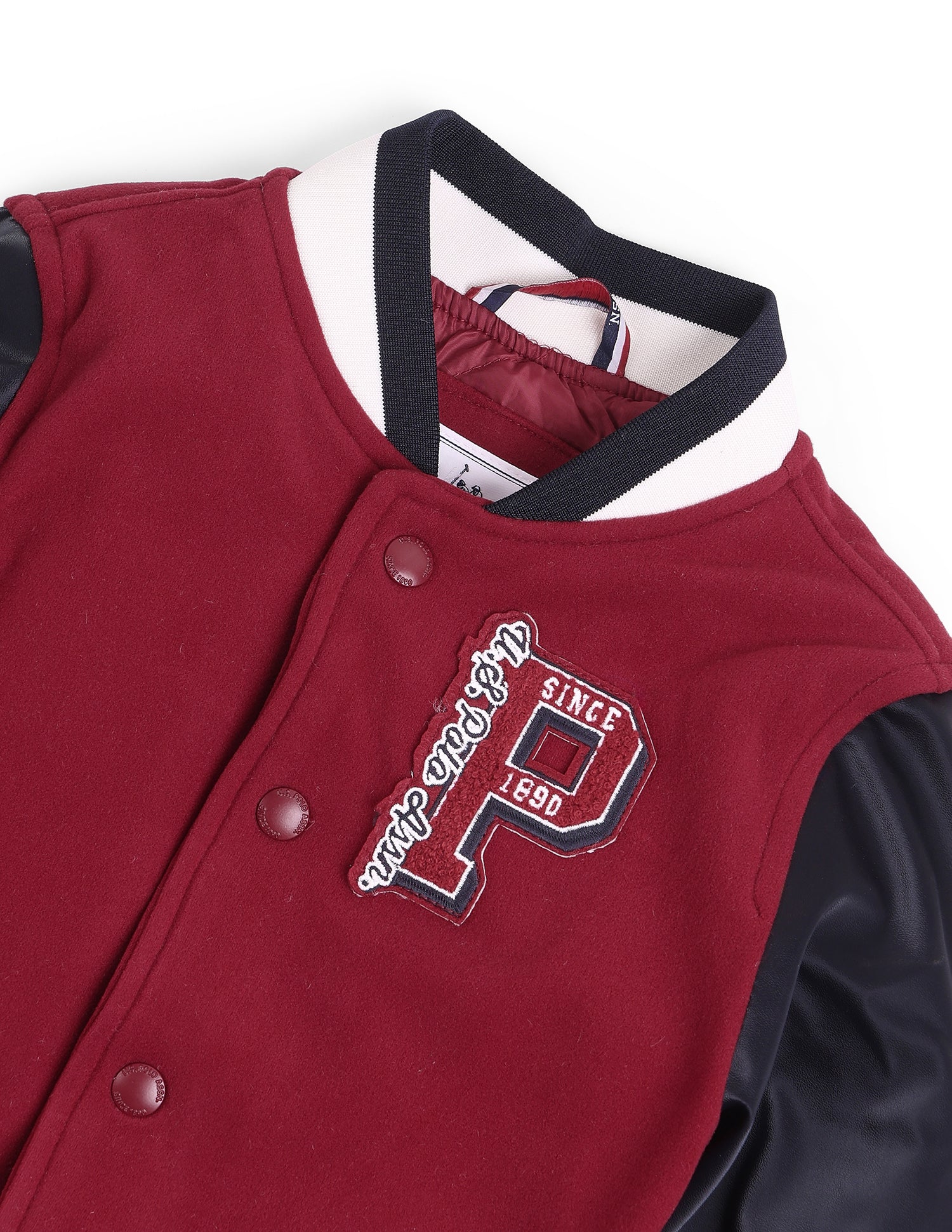 Boys Colour Blocked Spread Collar Jacket Maroon - U.S. POLO ASSN. | Large