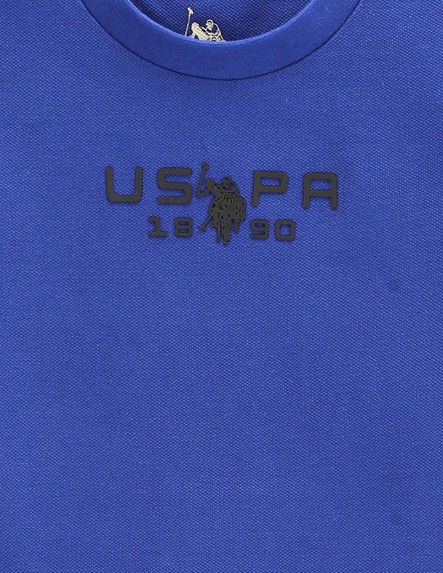 Boys Brand Print Cotton T-Shirt Blue - U.S. POLO ASSN. | Large