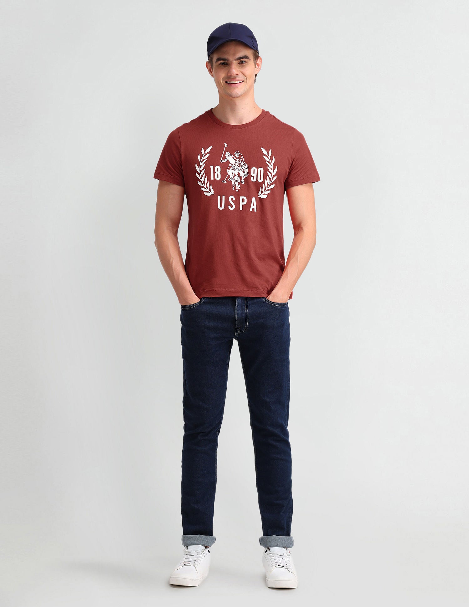 Brand Printed Muscle Fit T-Shirt Rust - U.S. Polo Assn. India | Large