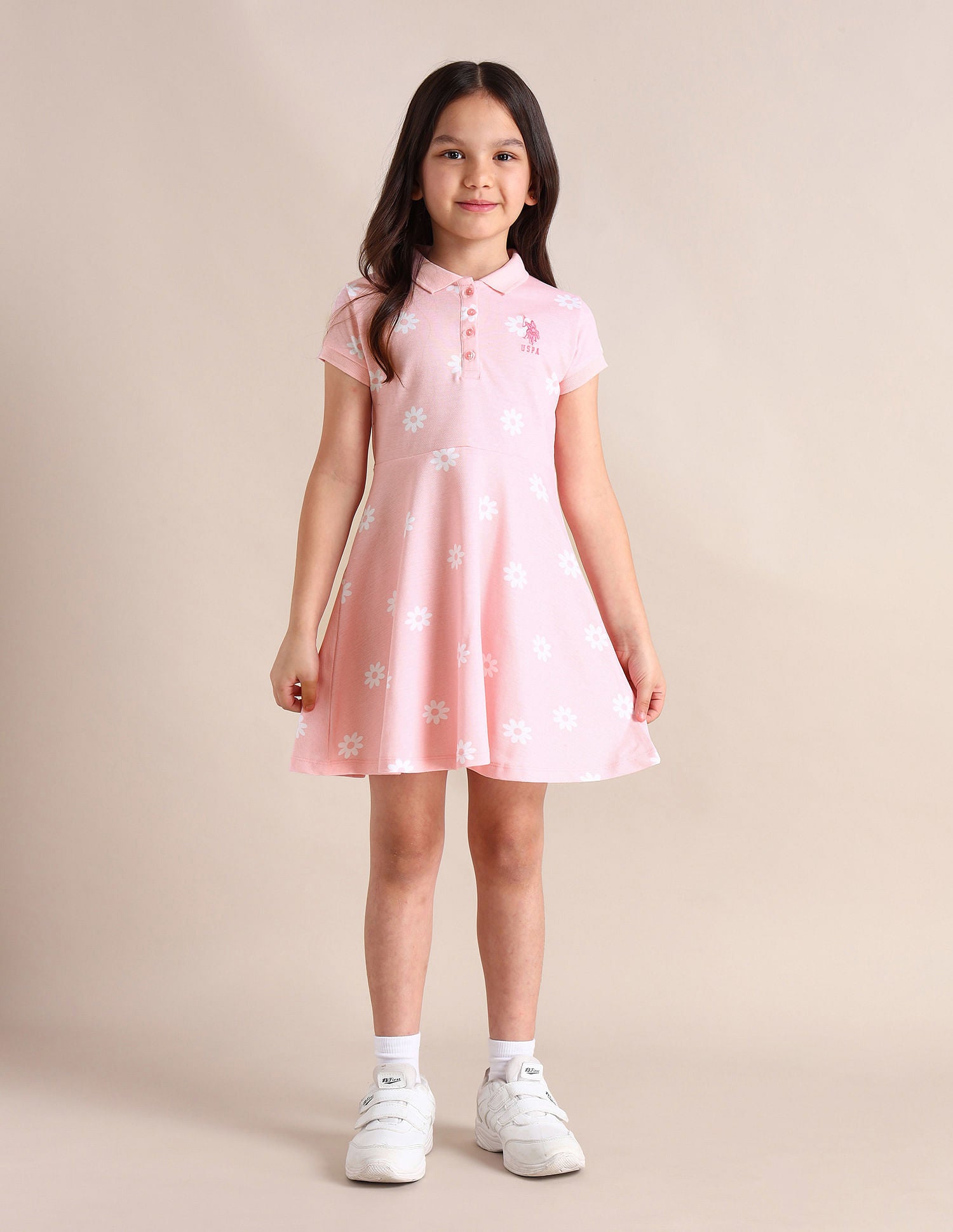 Girls Floral A-line Dress Light Pink - U.S. POLO ASSN. | Large