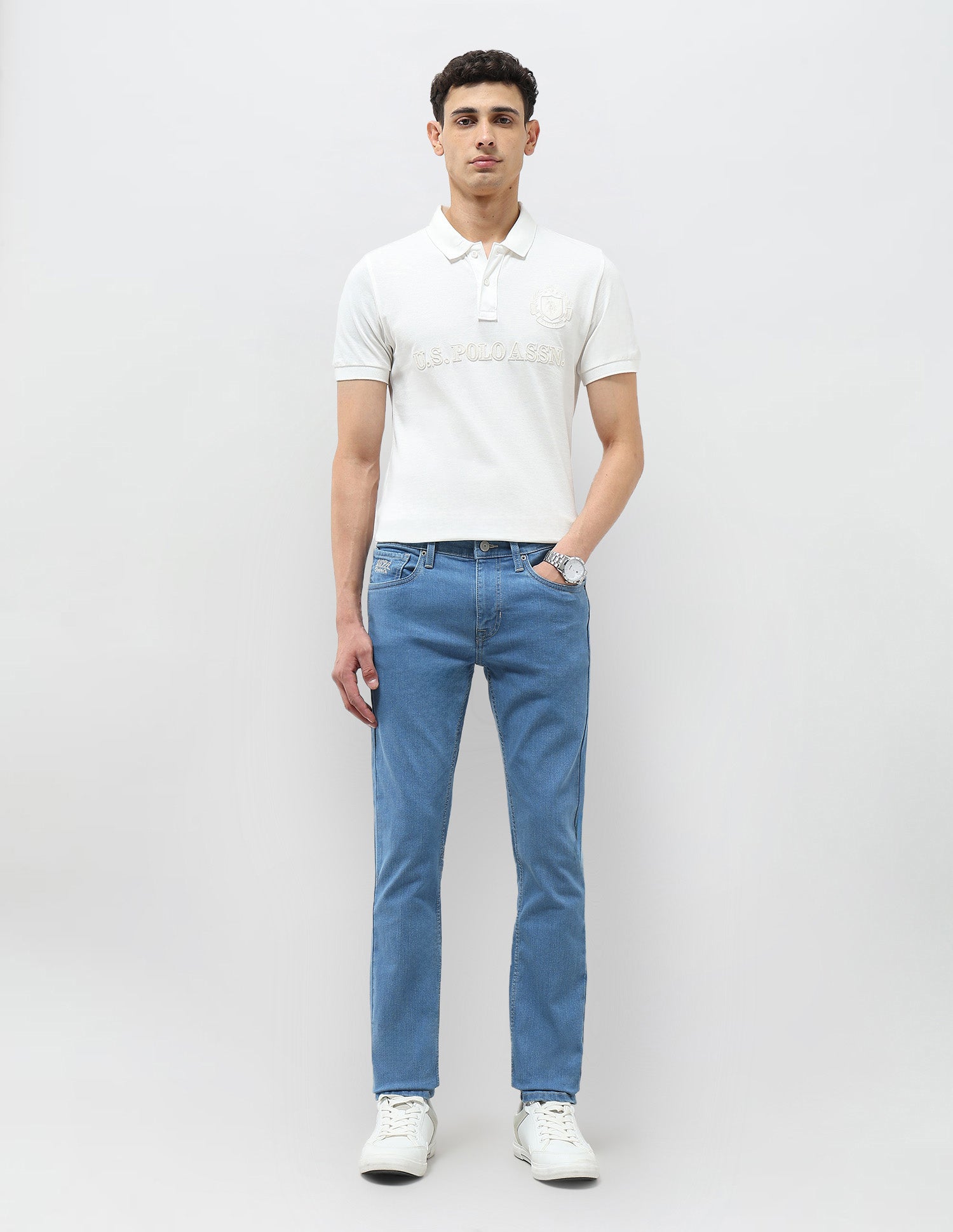 Regallo Skinny Fit Mid Rise Jeans Med Blue - U.S. Polo Assn. India | Large