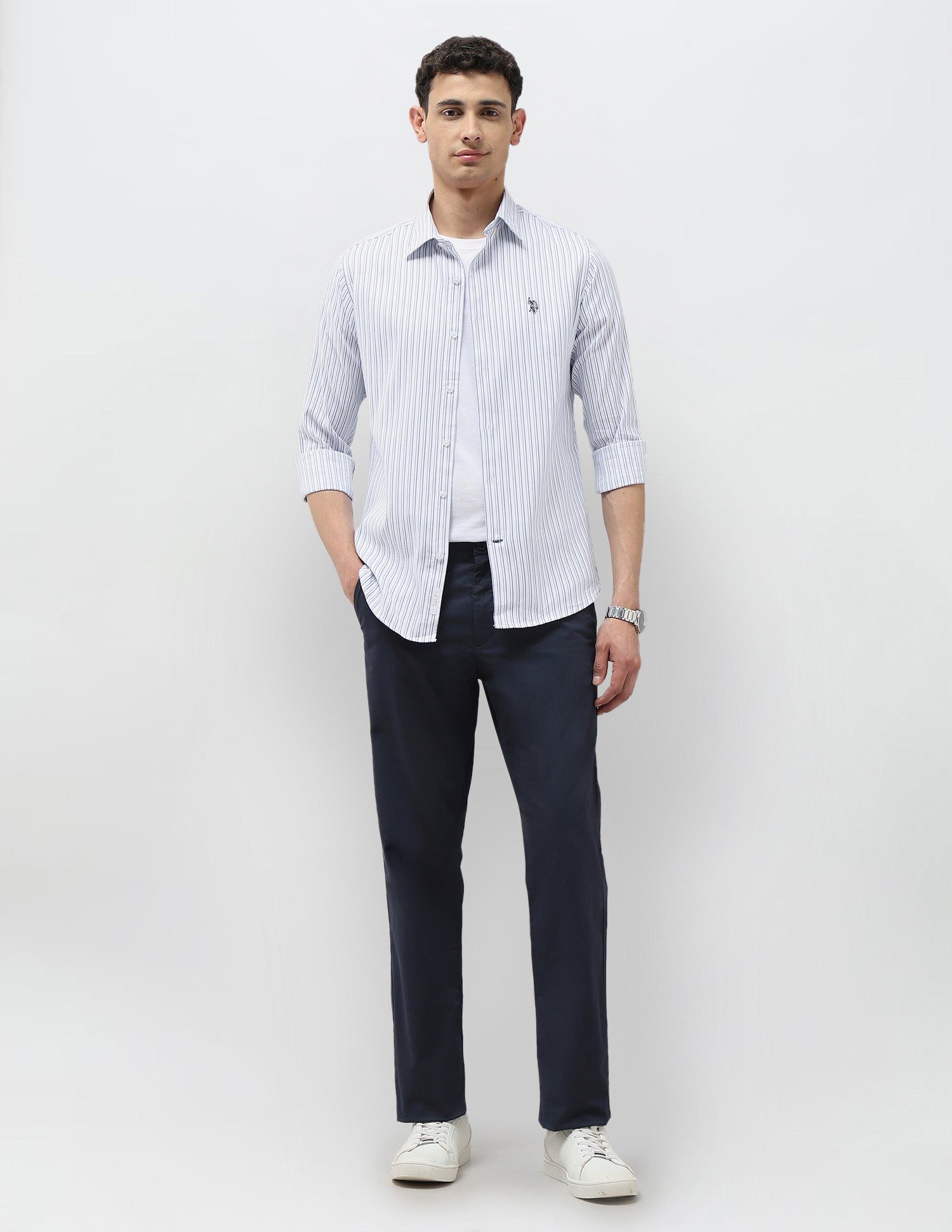 Dobby Tailored Fit Shirt Blue - U.S. POLO ASSN. | Large