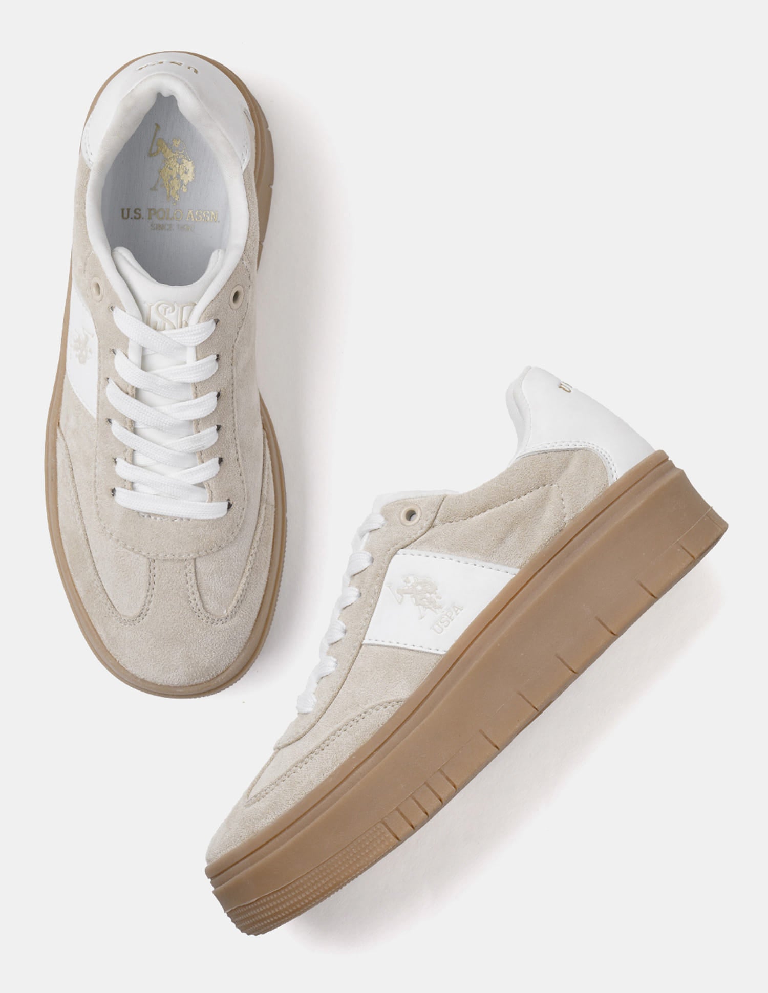 Women Colourblocked Zaira Sneakers Beige - U.S. Polo Assn. India | Large