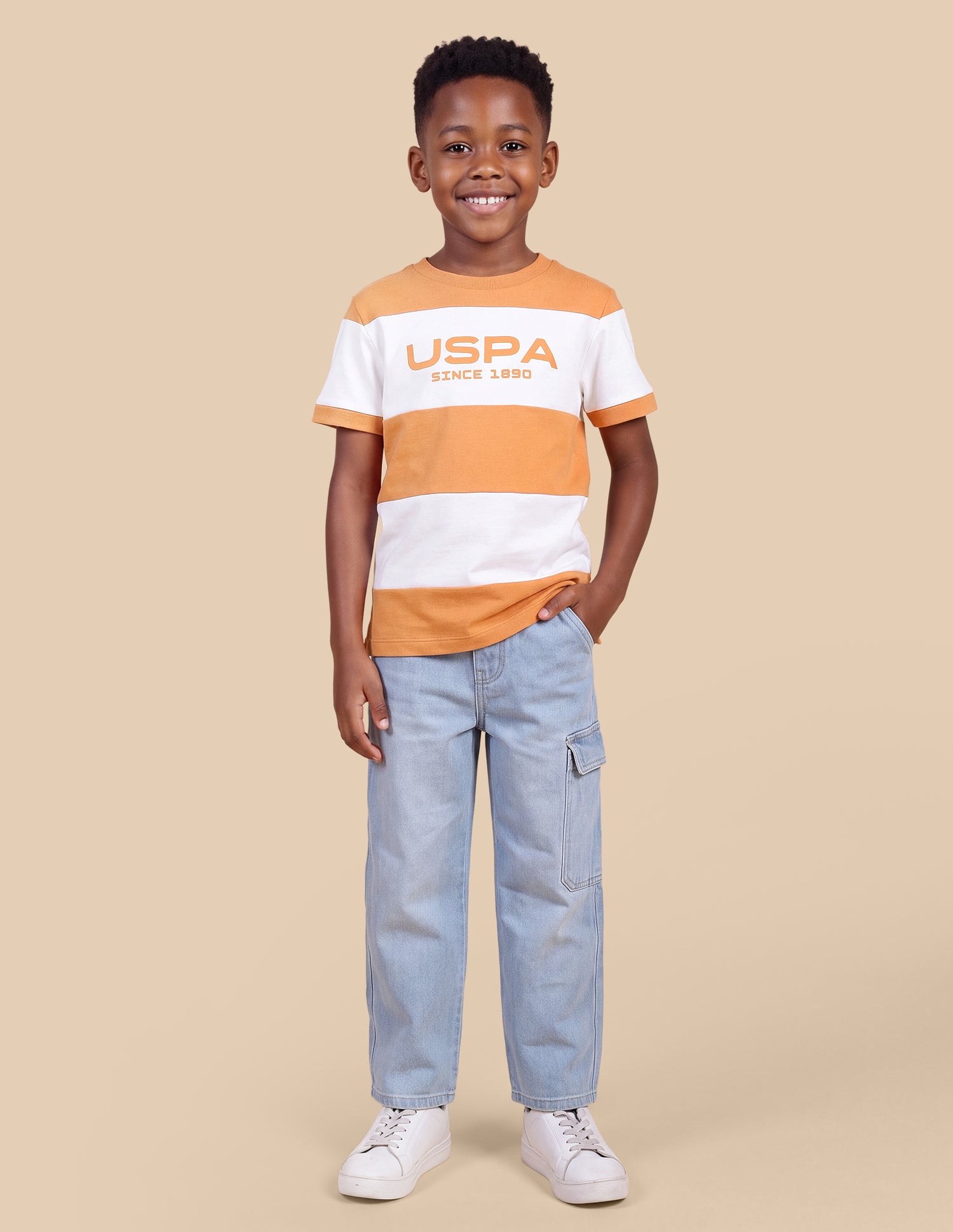Horizontal Striped Regular Fit T-Shirt Orange - U.S. Polo Assn. India | Large
