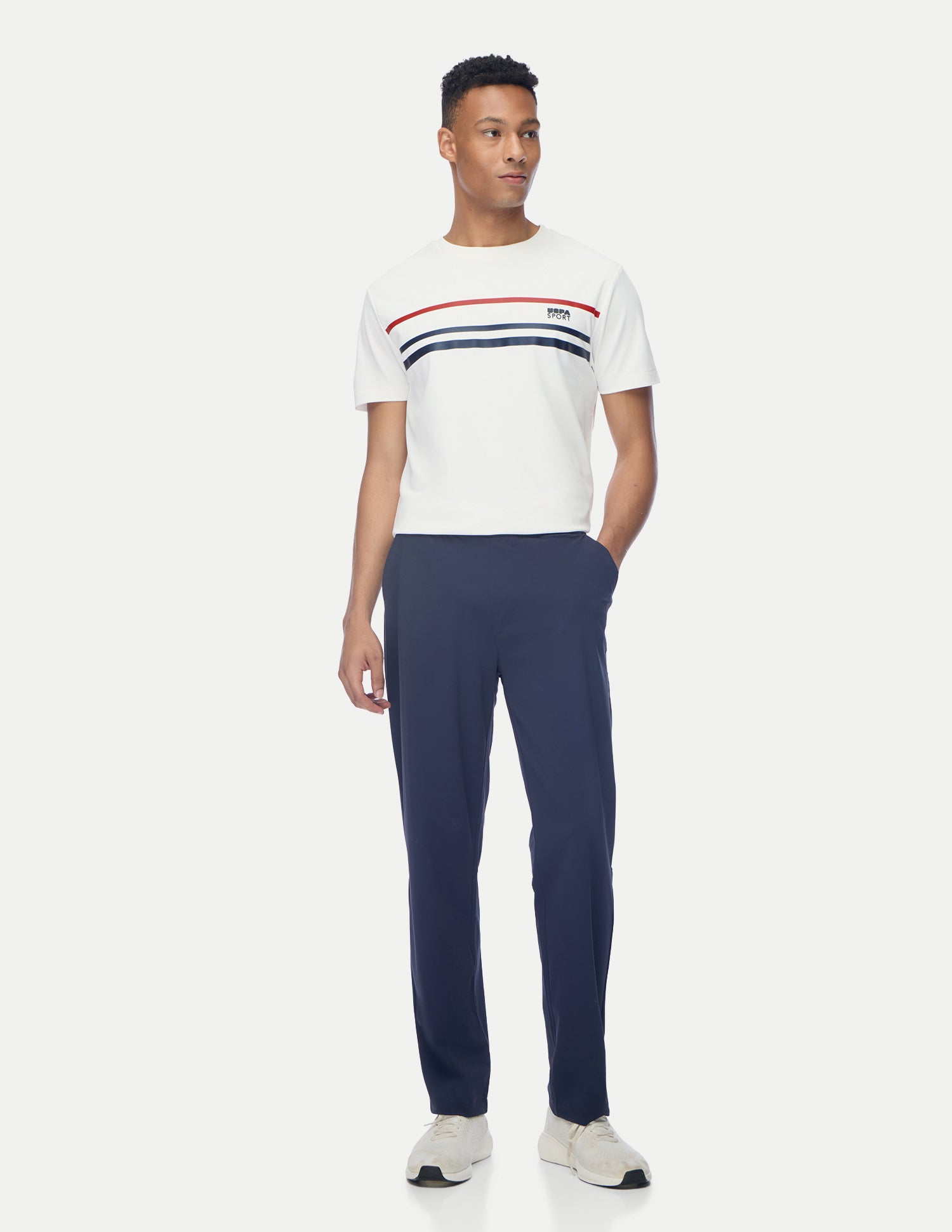 Horizontal Striped Regular Fit Active T-Shirt White - U.S. Polo Assn. India | Large