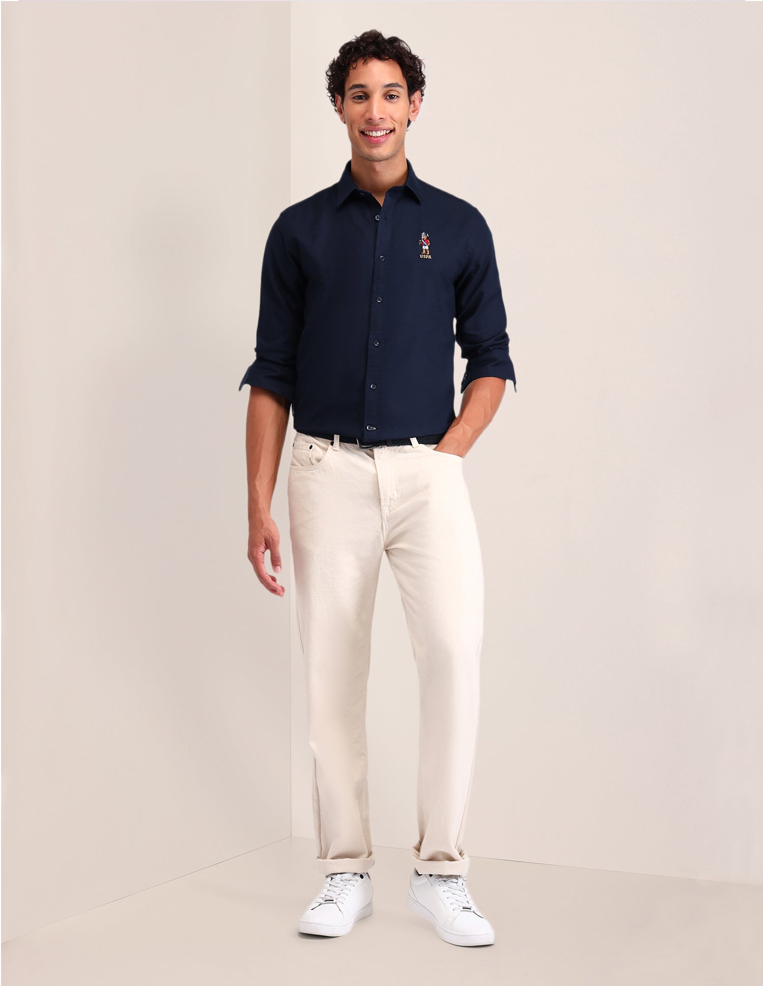 Solid Cotton Shirt Navy - U.S. POLO ASSN. | Large