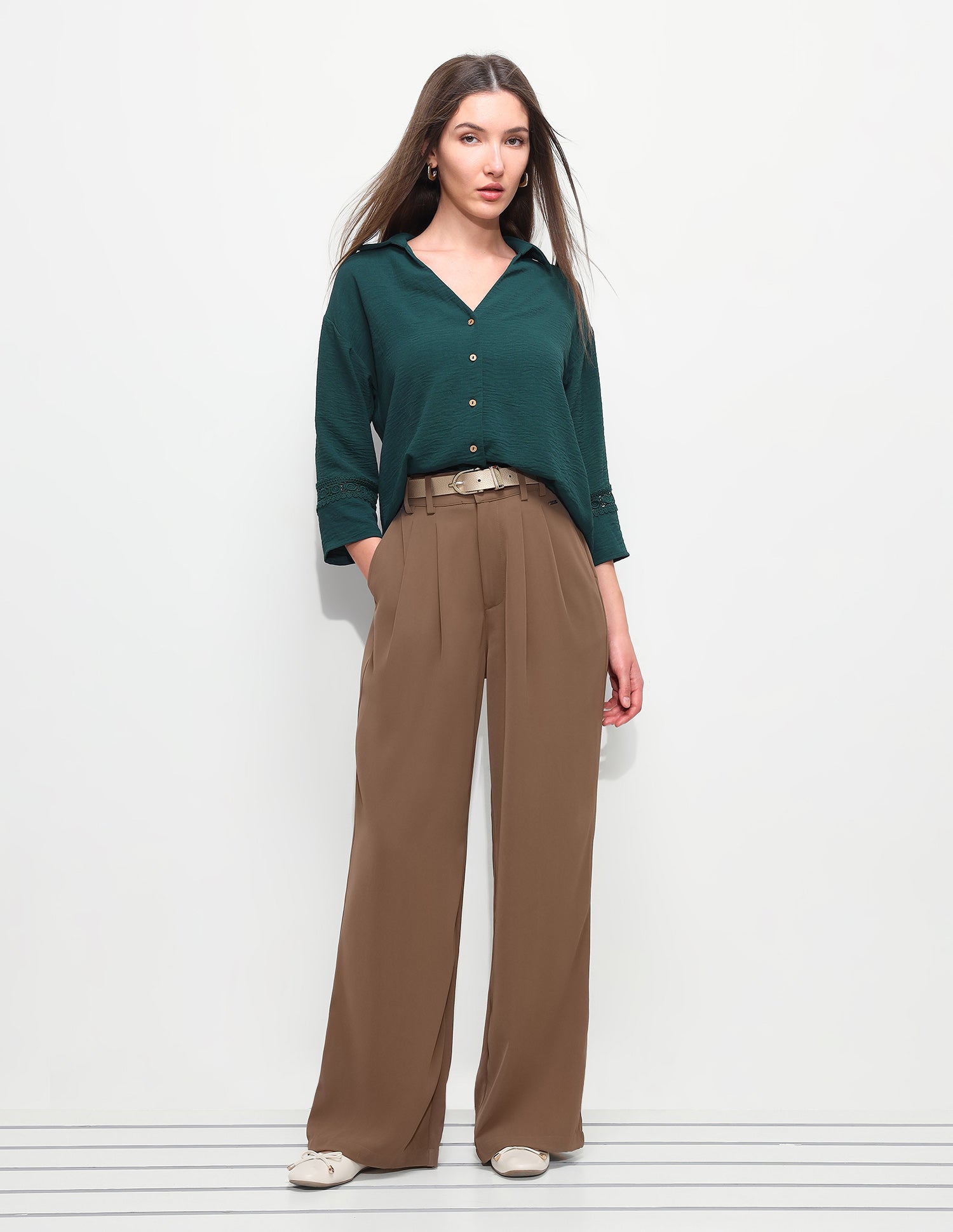 Relaxed Fit V-Neck Top Green - U.S. Polo Assn. India | Large