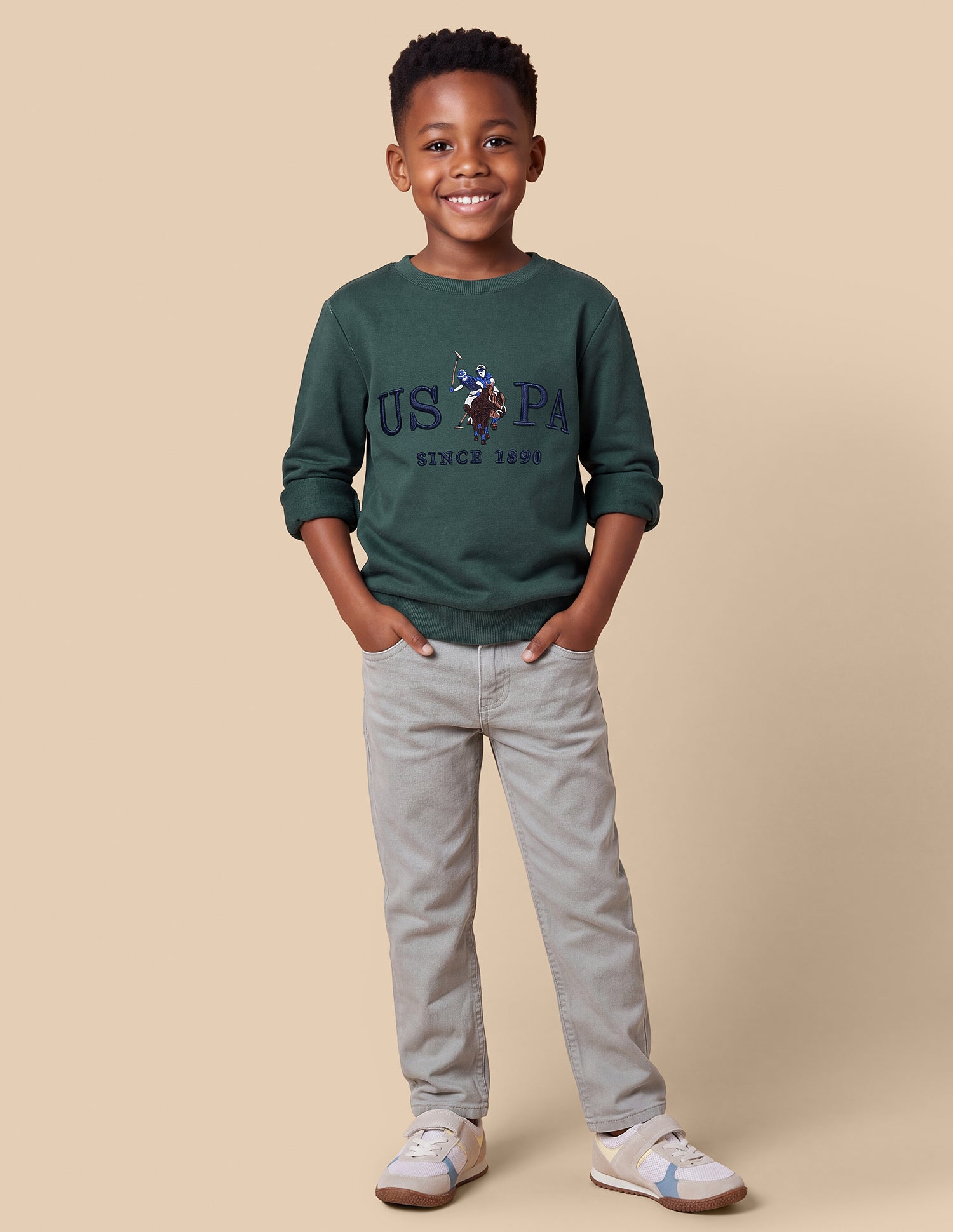 Brand Embroidered Regular Fit Sweatshirt Dark Green - U.S. Polo Assn. India | Large