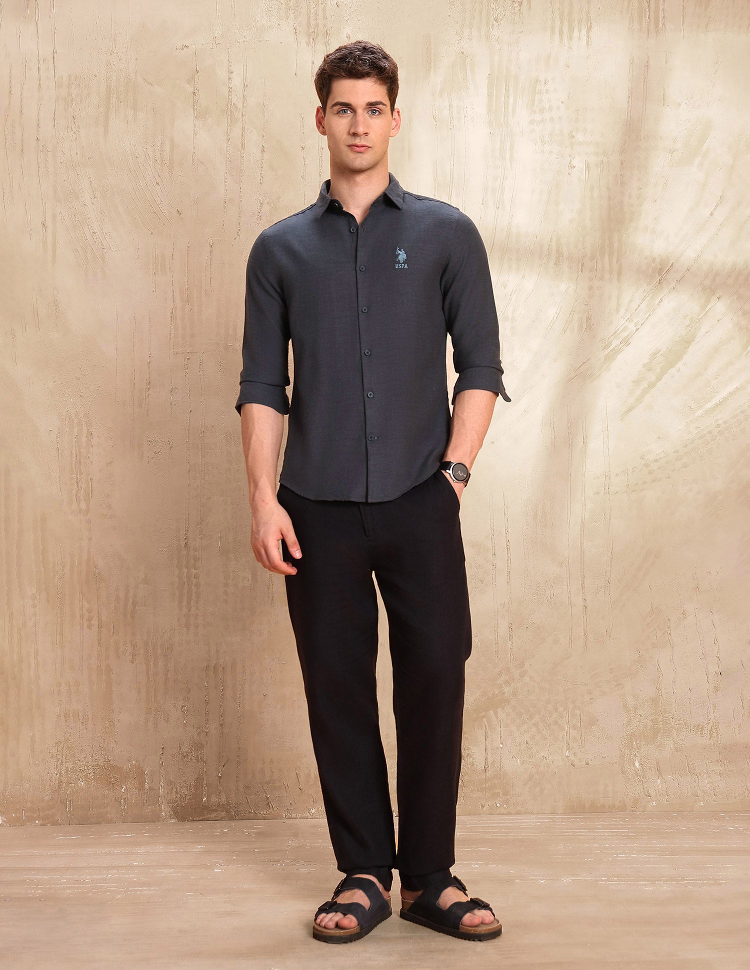 Slim Fit Legend Of Horseshoe Shirt Dark Grey - U.S. POLO ASSN. | Large