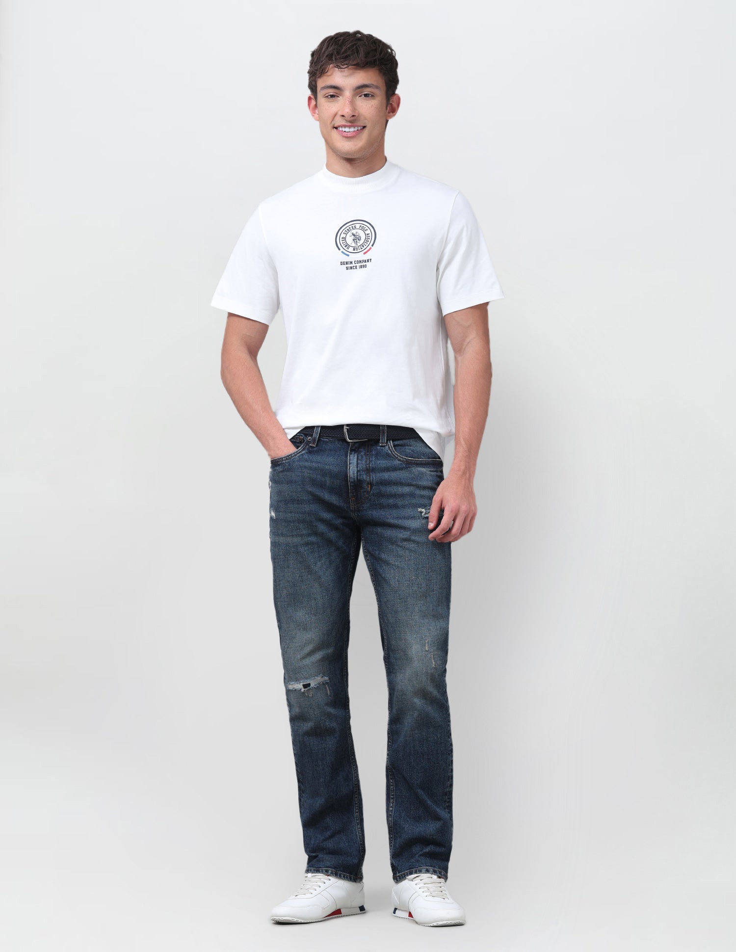 Harold Slim Straight Fit Blue Jeans Dark Blue - U.S. Polo Assn. India | Large