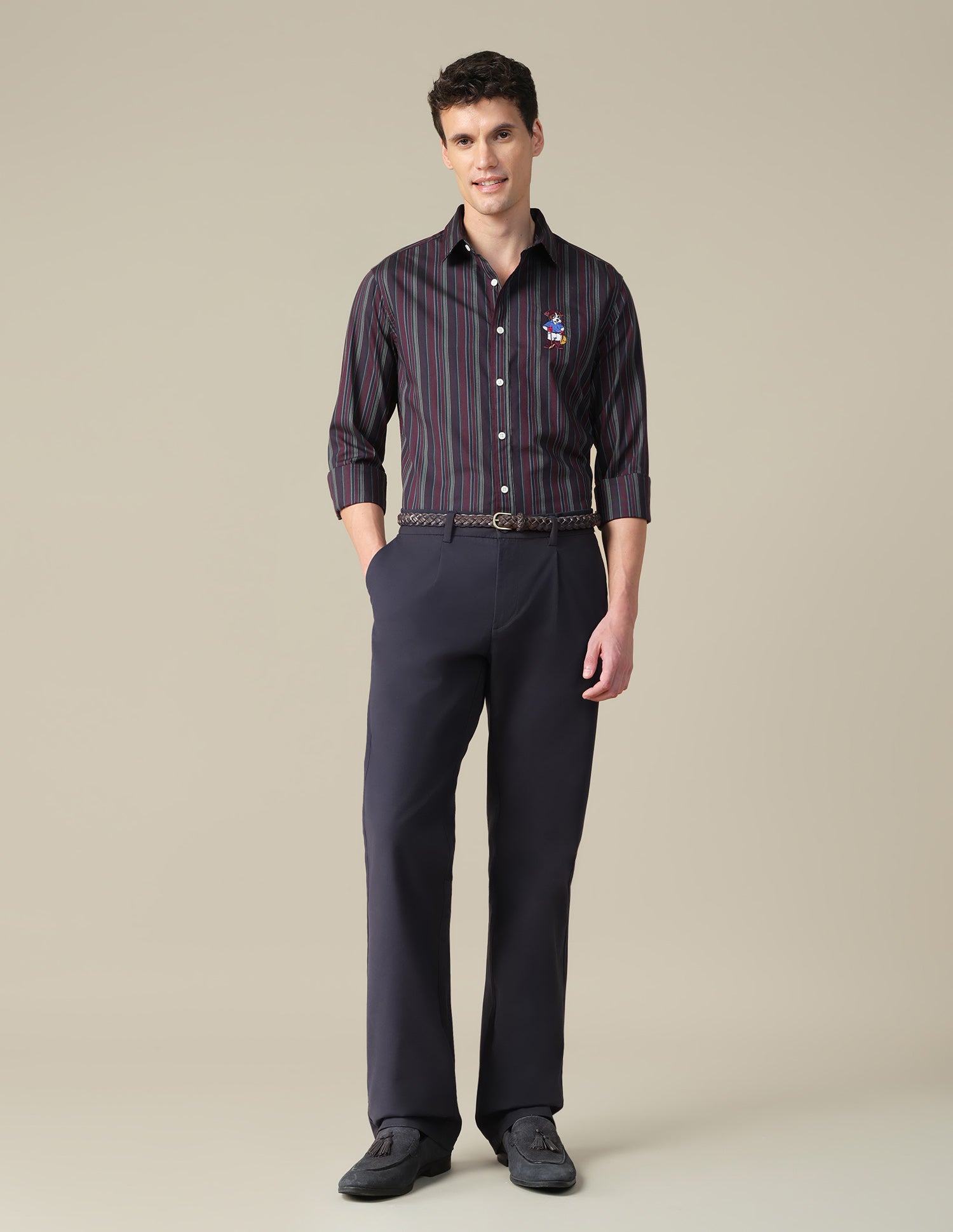 Vertical Striped Twill Shirt Maroon - U.S. Polo Assn. India | Large
