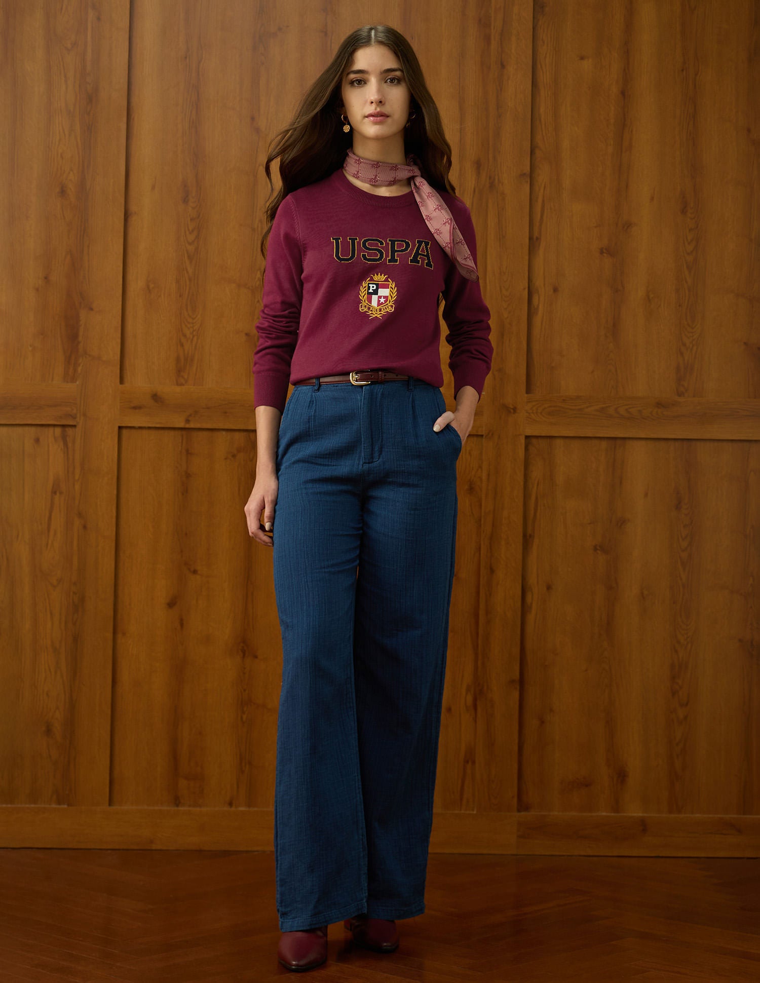 Brand Printed Regular Fit Sweater Purple - U.S. POLO ASSN. | Large