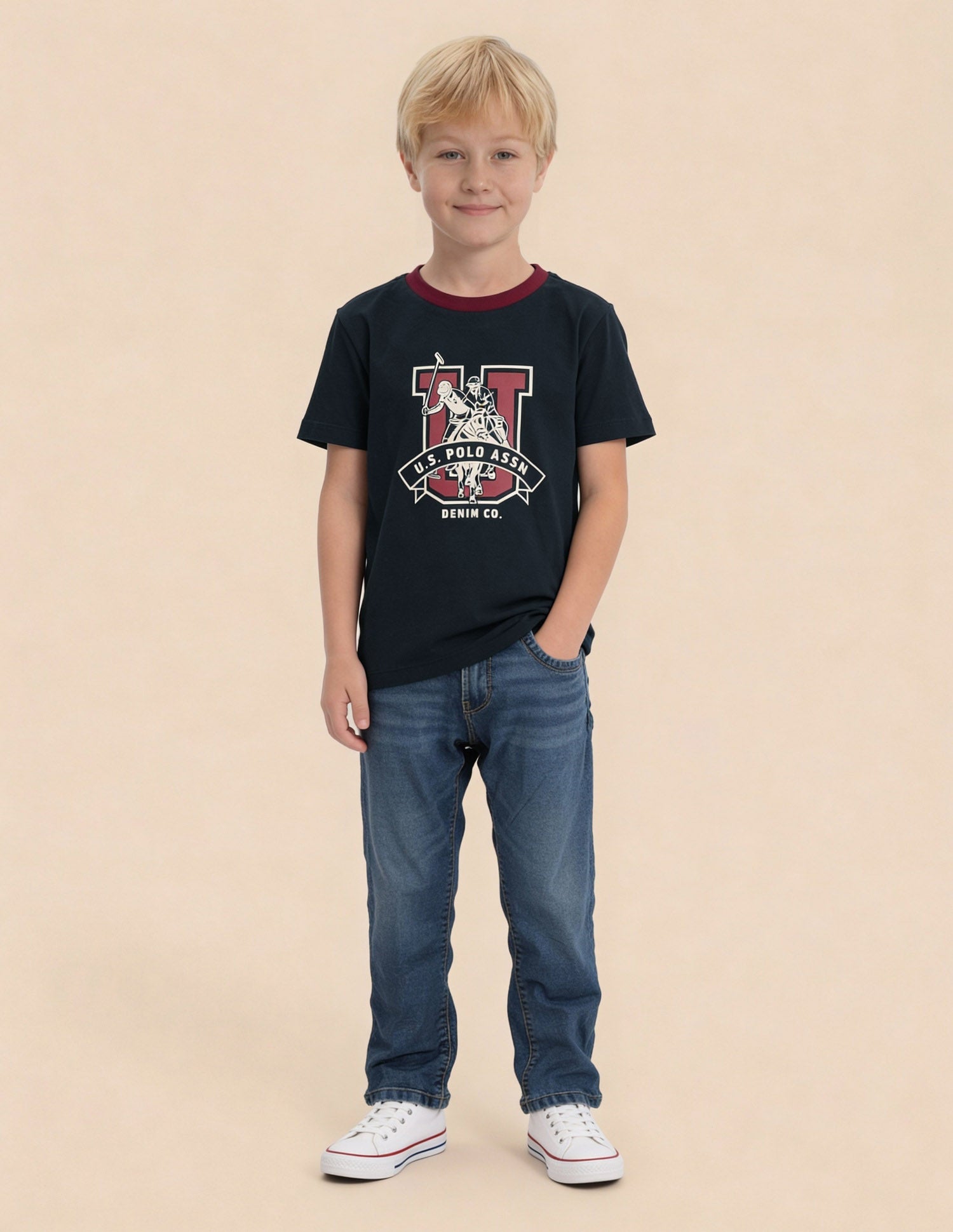 Brand Printed Regular Fit T-Shirt Navy - U.S. Polo Assn. India | Large