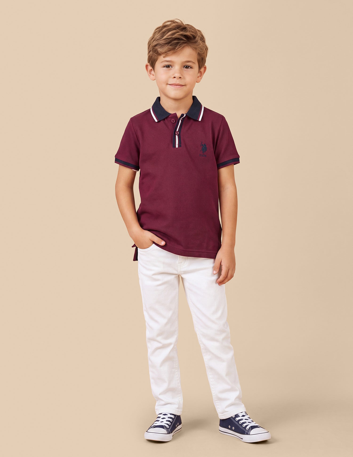 Solid Regular Fit Polo Shirt Maroon - U.S. Polo Assn. India | Large