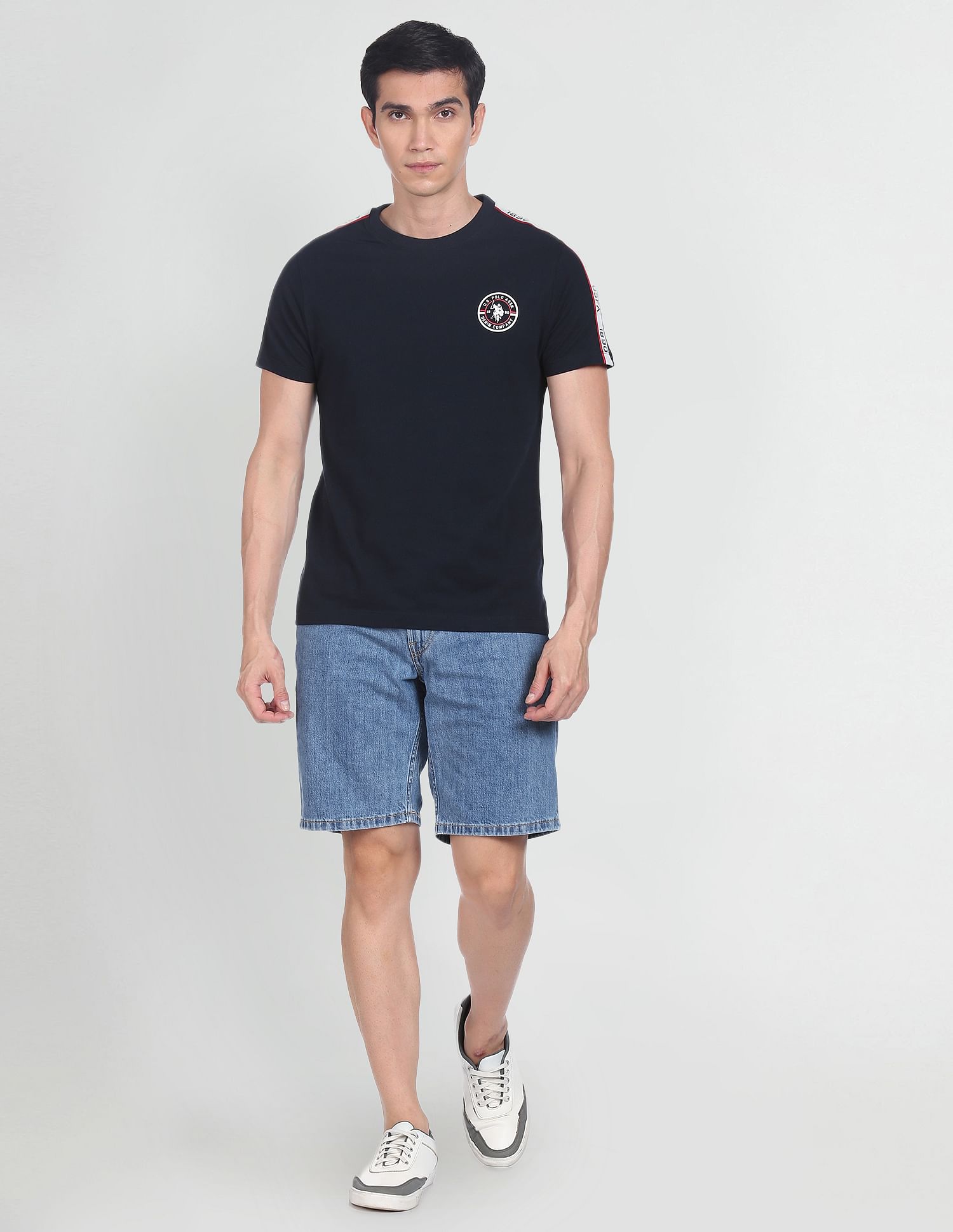 Brand Tape Pure Cotton Solid T-Shirt Navy - U.S. POLO ASSN. | Large