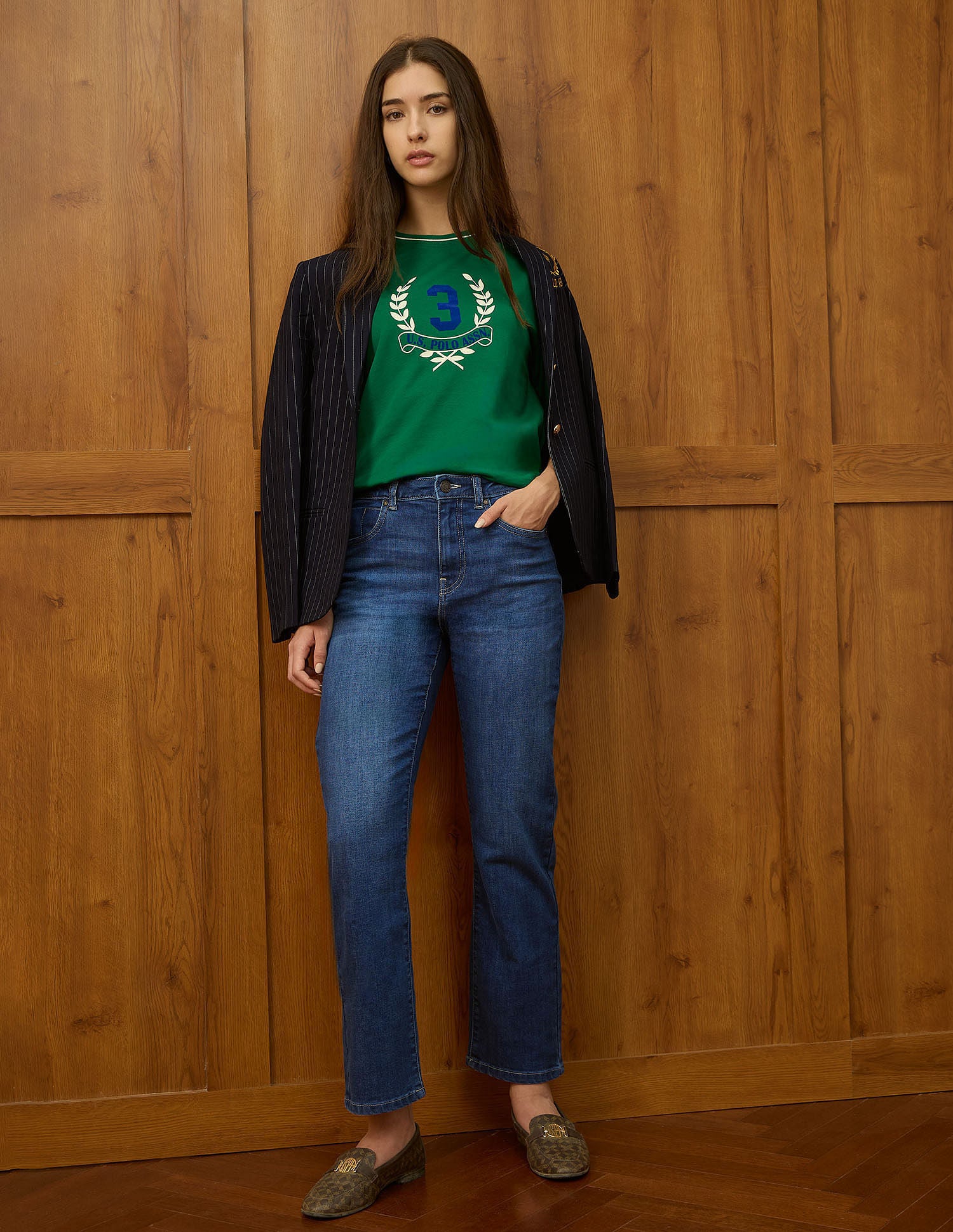 High Rise Straight Fit Jeans Mid Blue - U.S. Polo Assn. India | Large