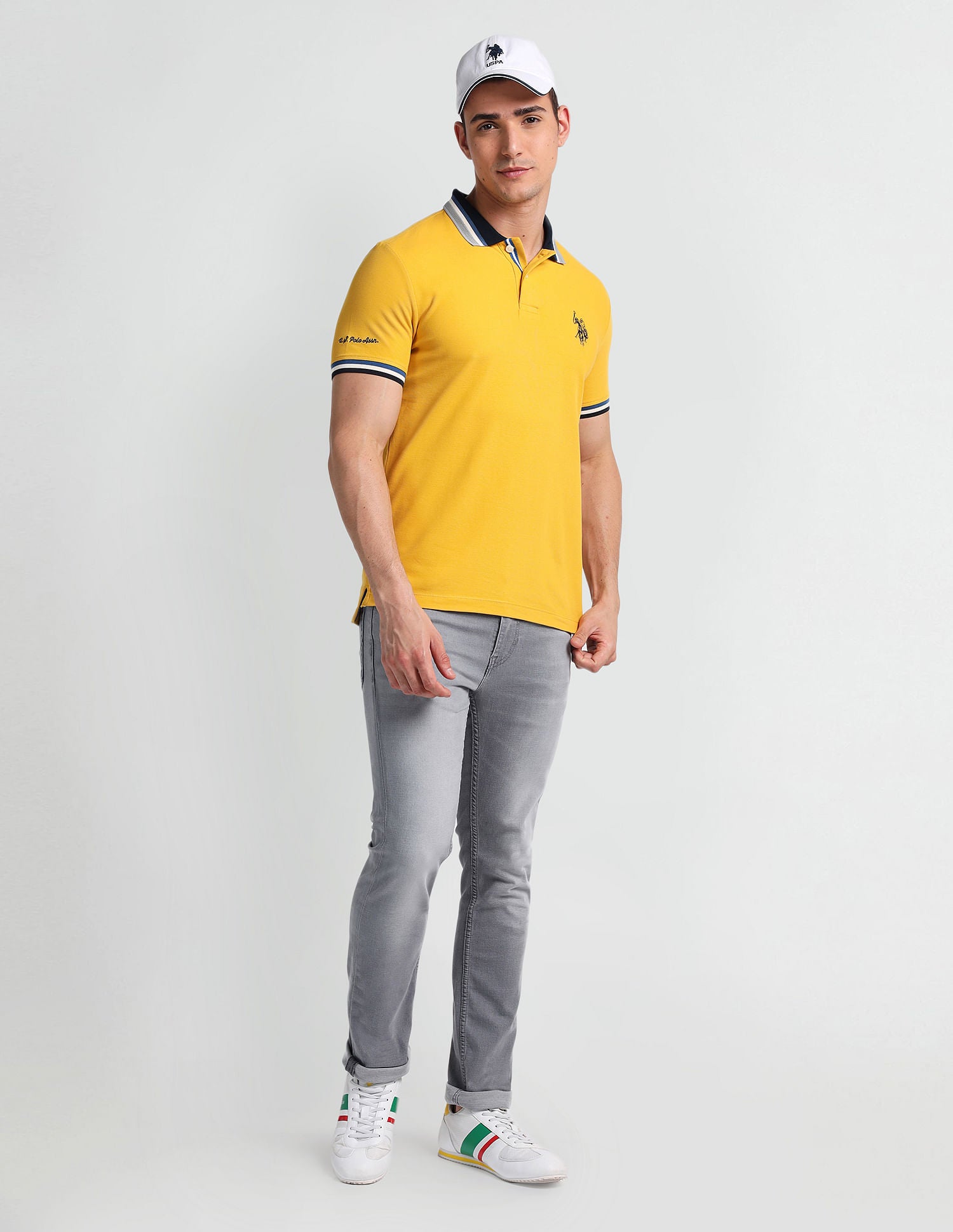 Muscle Fit Solid Polo Shirt Yellow - U.S. Polo Assn. India | Large