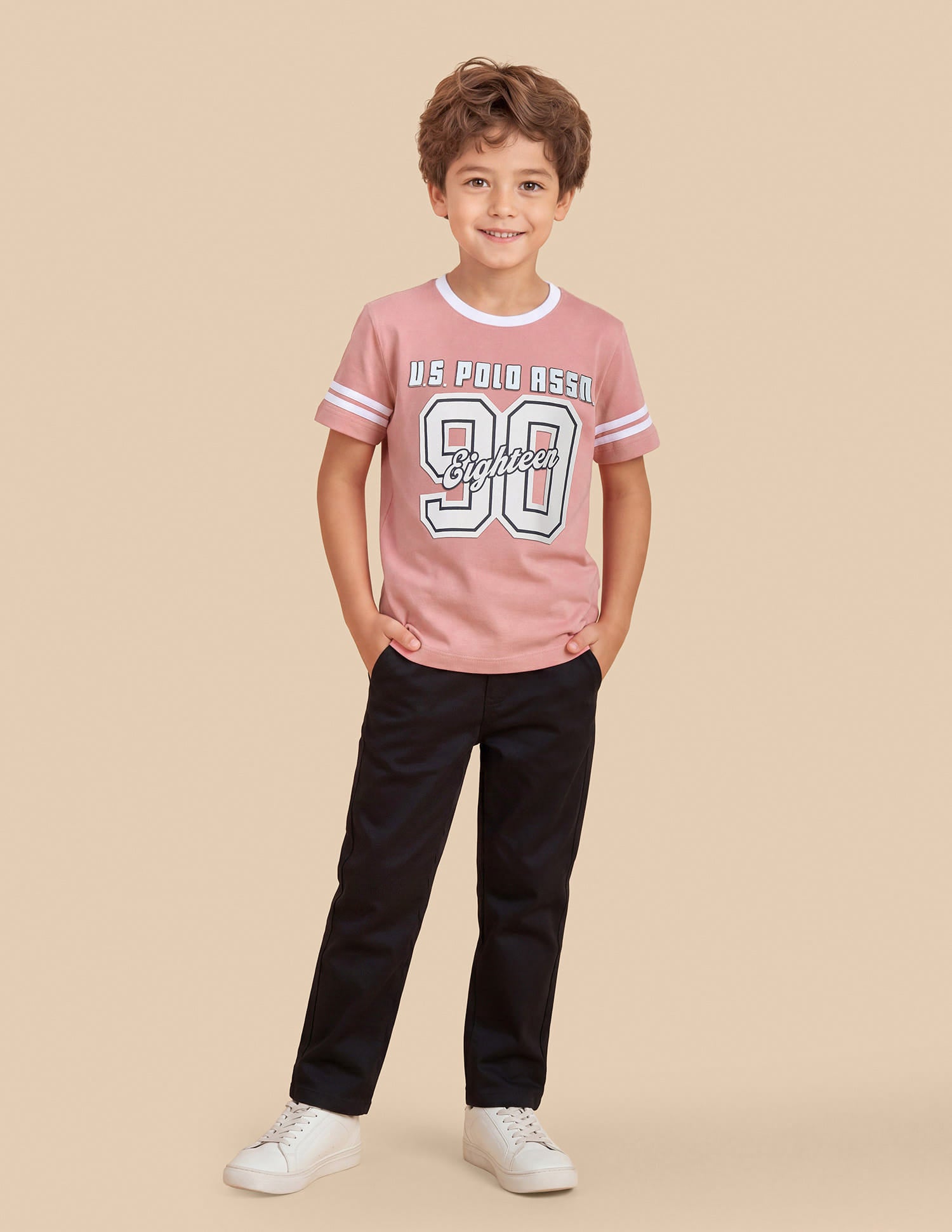 Typography Printed Regular Fit T-Shirt Peach - U.S. Polo Assn. India | Large