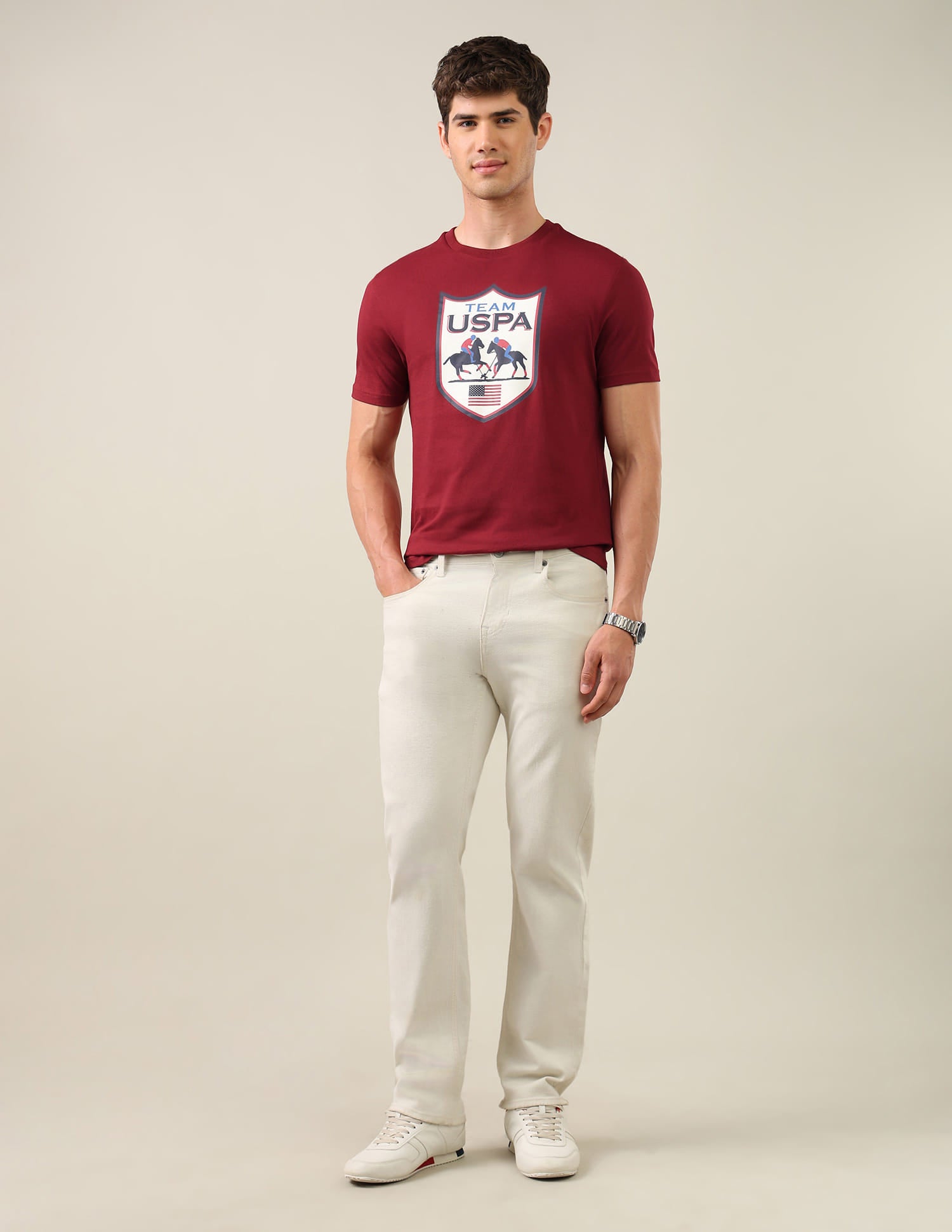 Graphic Brand Printed Regular Fit T-Shirt Red - U.S. Polo Assn. India | Large