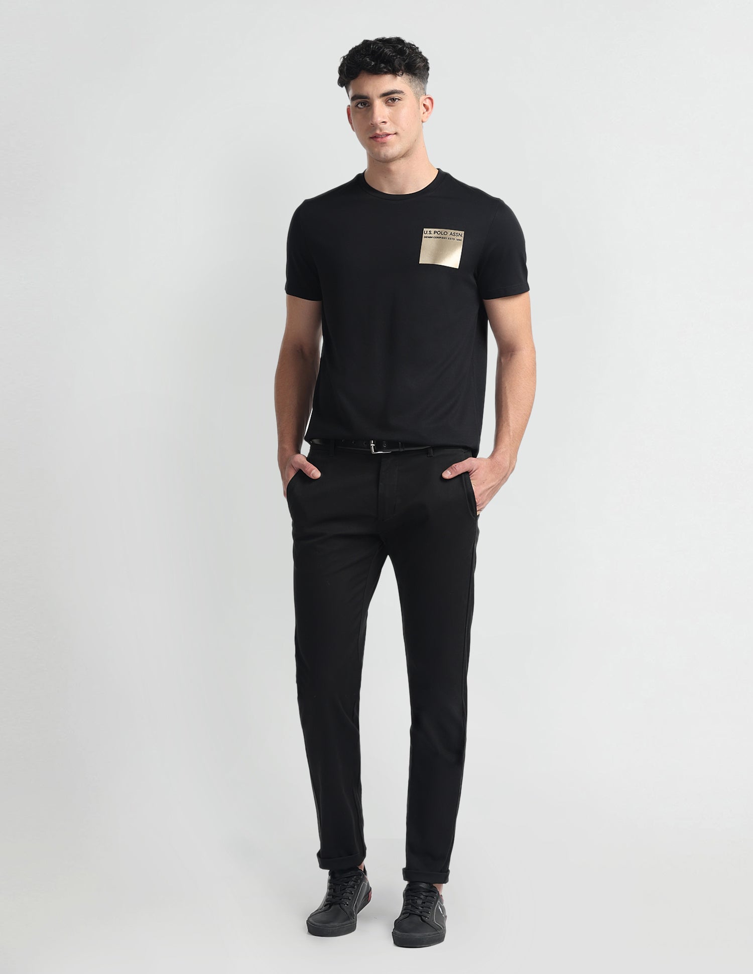 Crew Neck Muscle Fit T-Shirt Black - U.S. Polo Assn. India | Large