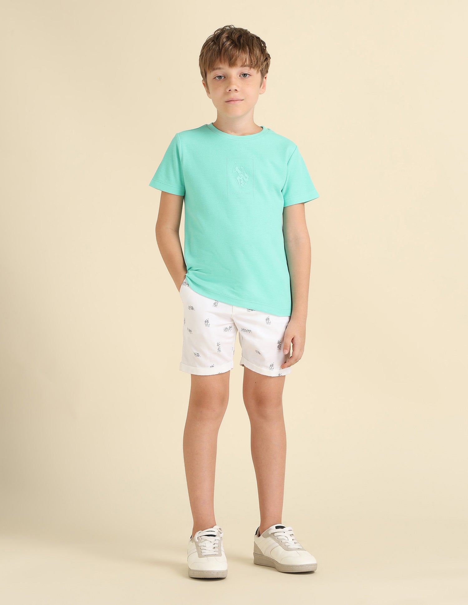 Boys Brand Embossed Regular Fit T-Shirt Aqua - U.S. POLO ASSN. | Large