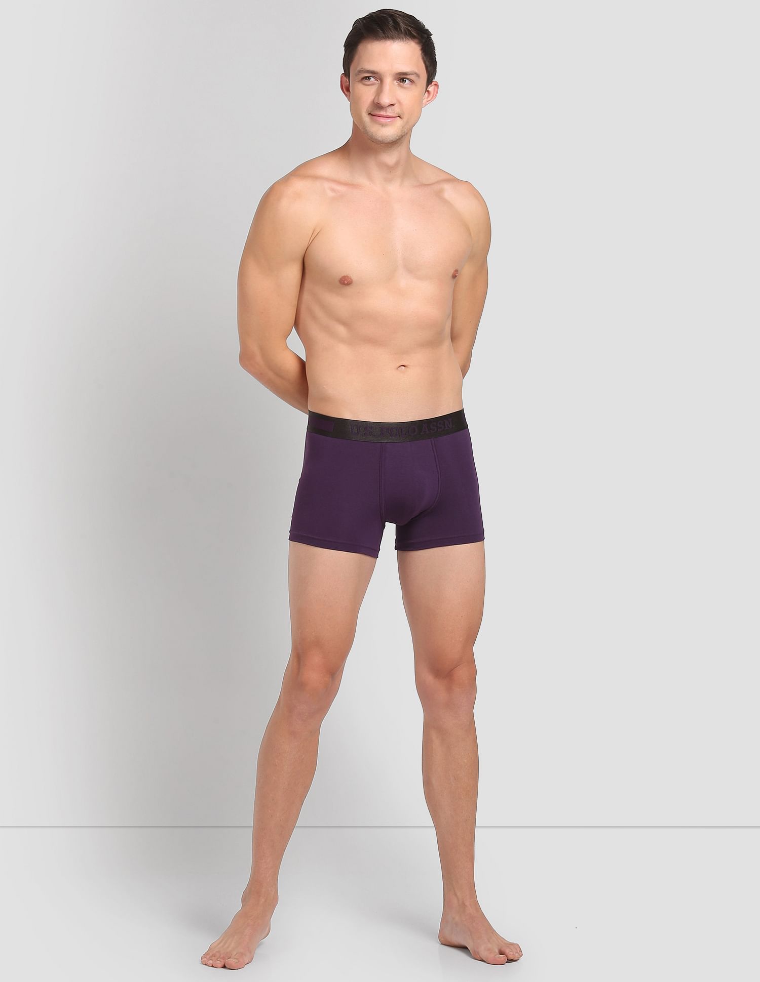 Mid Rise Solid PT001 Premium Trunks - Pack Of 1 Black Berry - U.S. POLO ASSN. | Large
