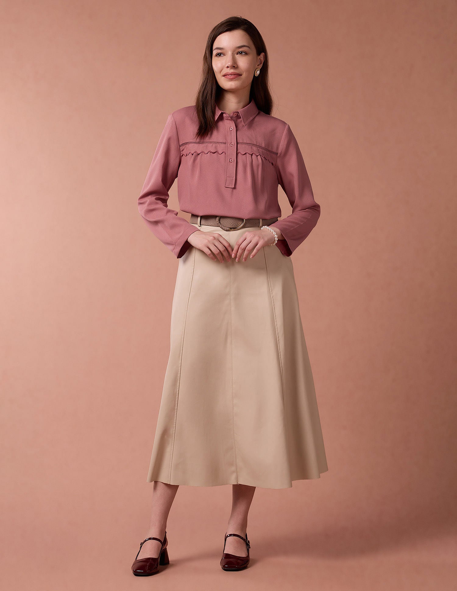 Scallop Lace Solid Top Pink - U.S. POLO ASSN. | Large